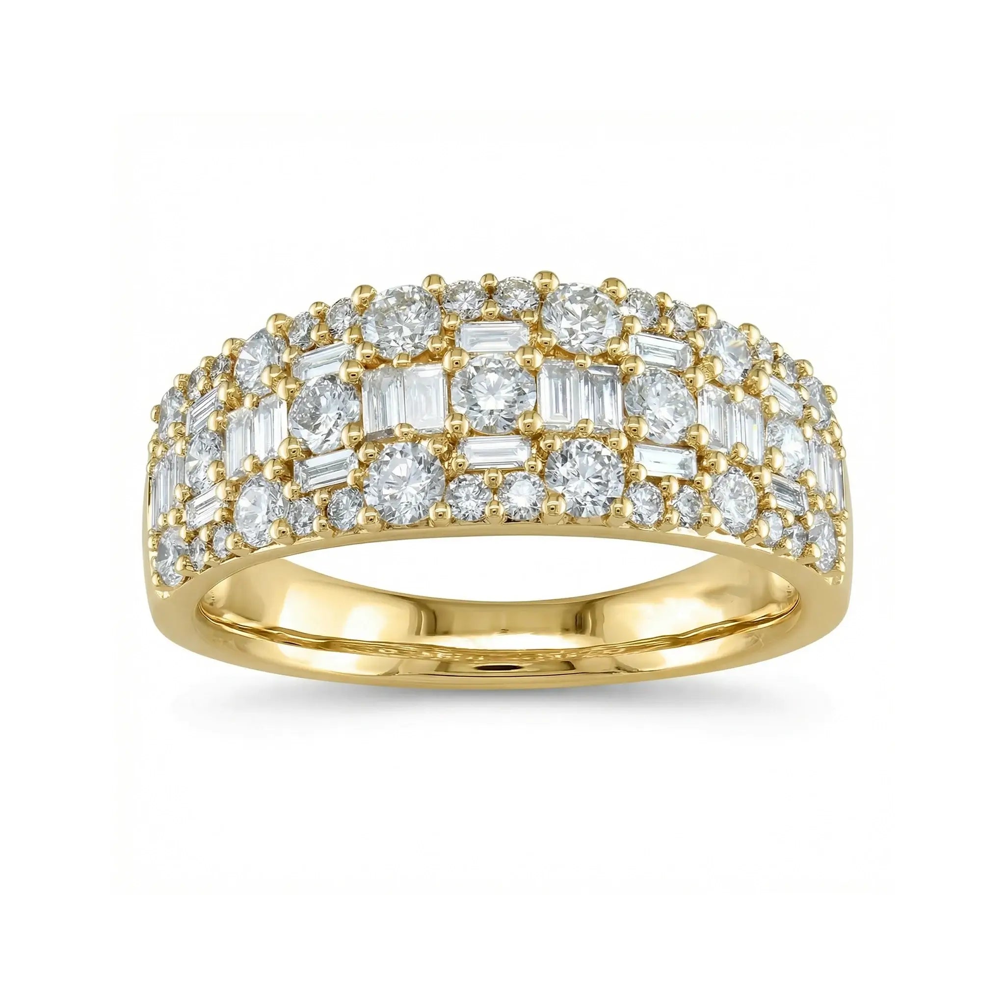 14K Yellow Gold Baguette & Round Diamond Anniversary Band