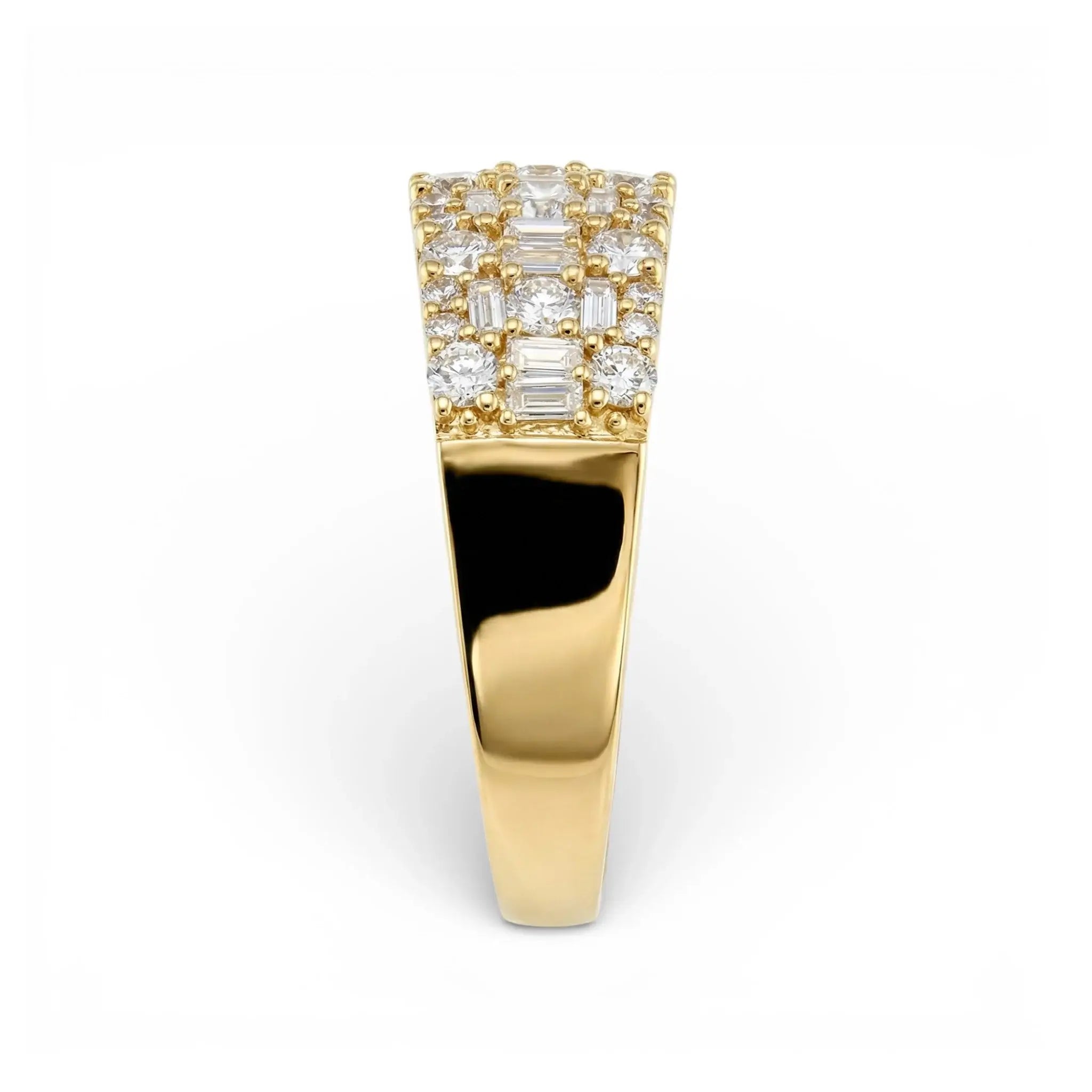 14K Yellow Gold Baguette & Round Diamond Anniversary Band - side view 2