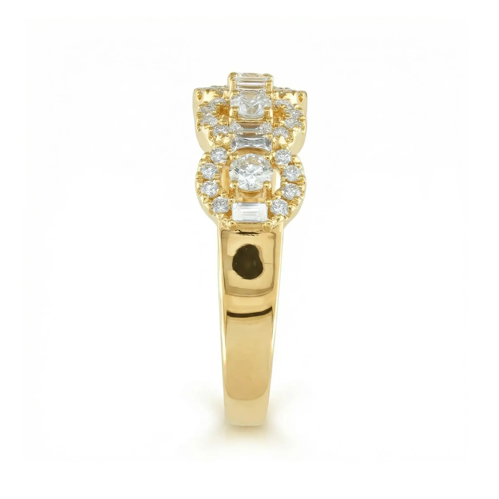 14K Yellow Gold Baguette & Round Diamond Anniversary Band