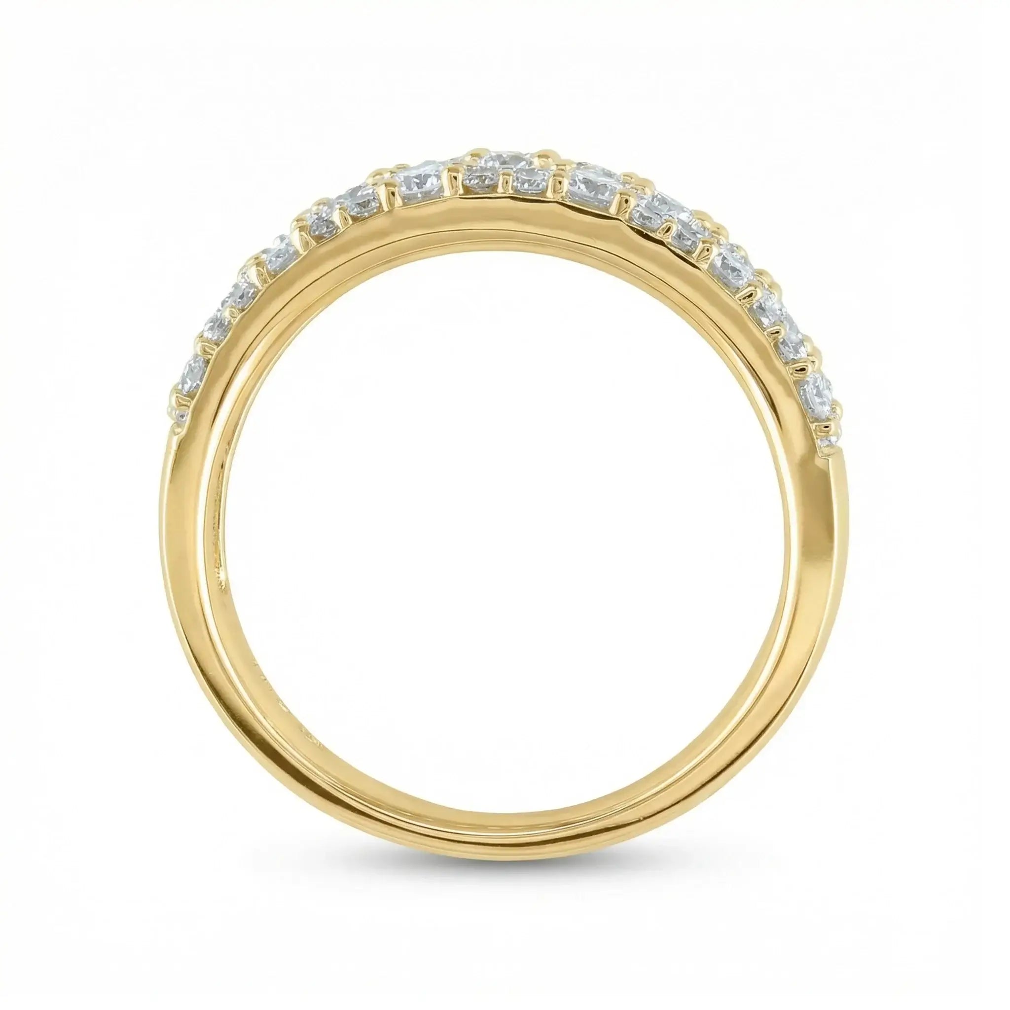 14K Yellow Gold Baguette & Round Diamond Anniversary Band - side view 3
