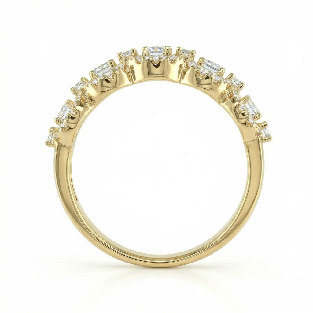 14K Yellow Gold Baguette & Round Diamond Anniversary Band