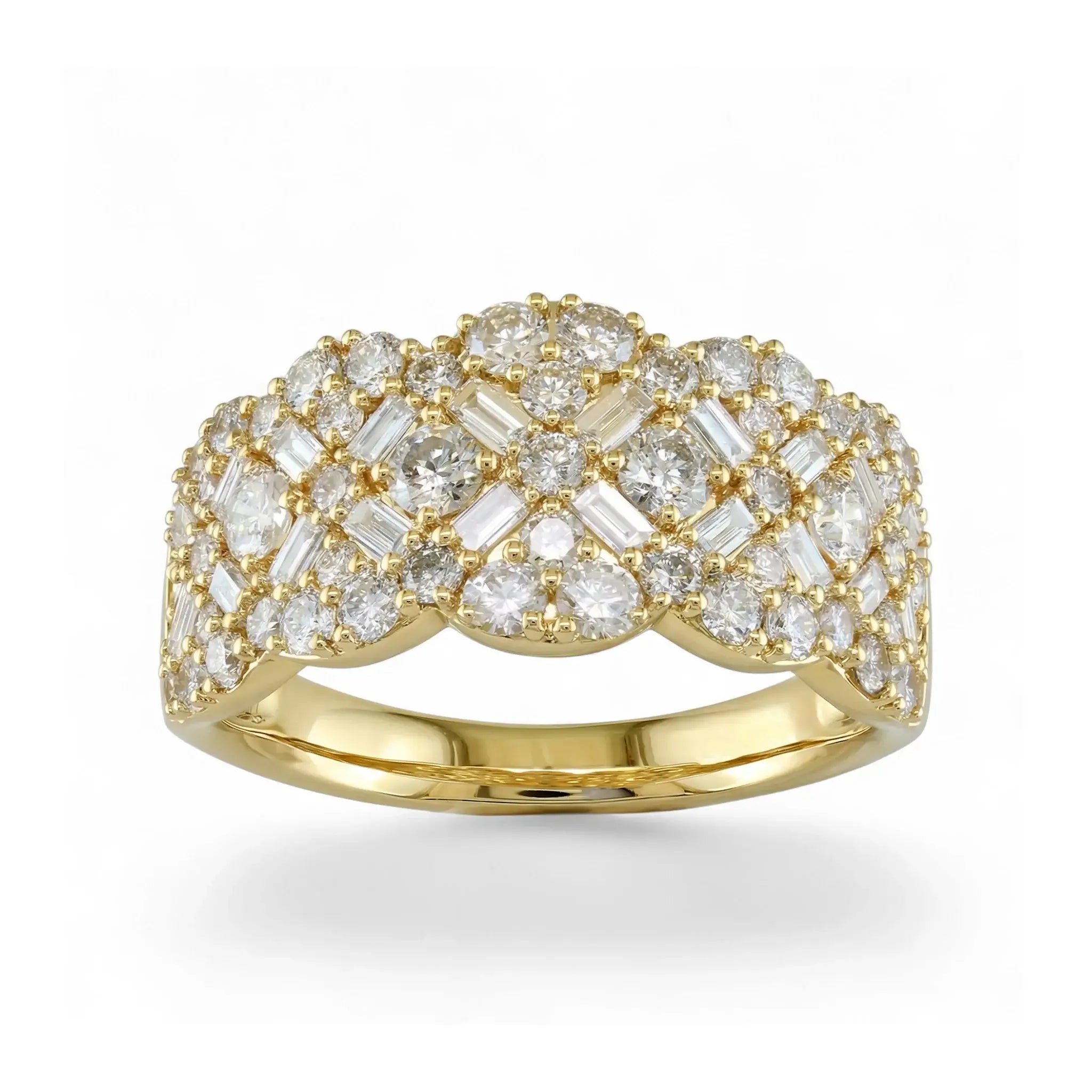 14K Yellow Gold Baguette Diamond Band - Front View