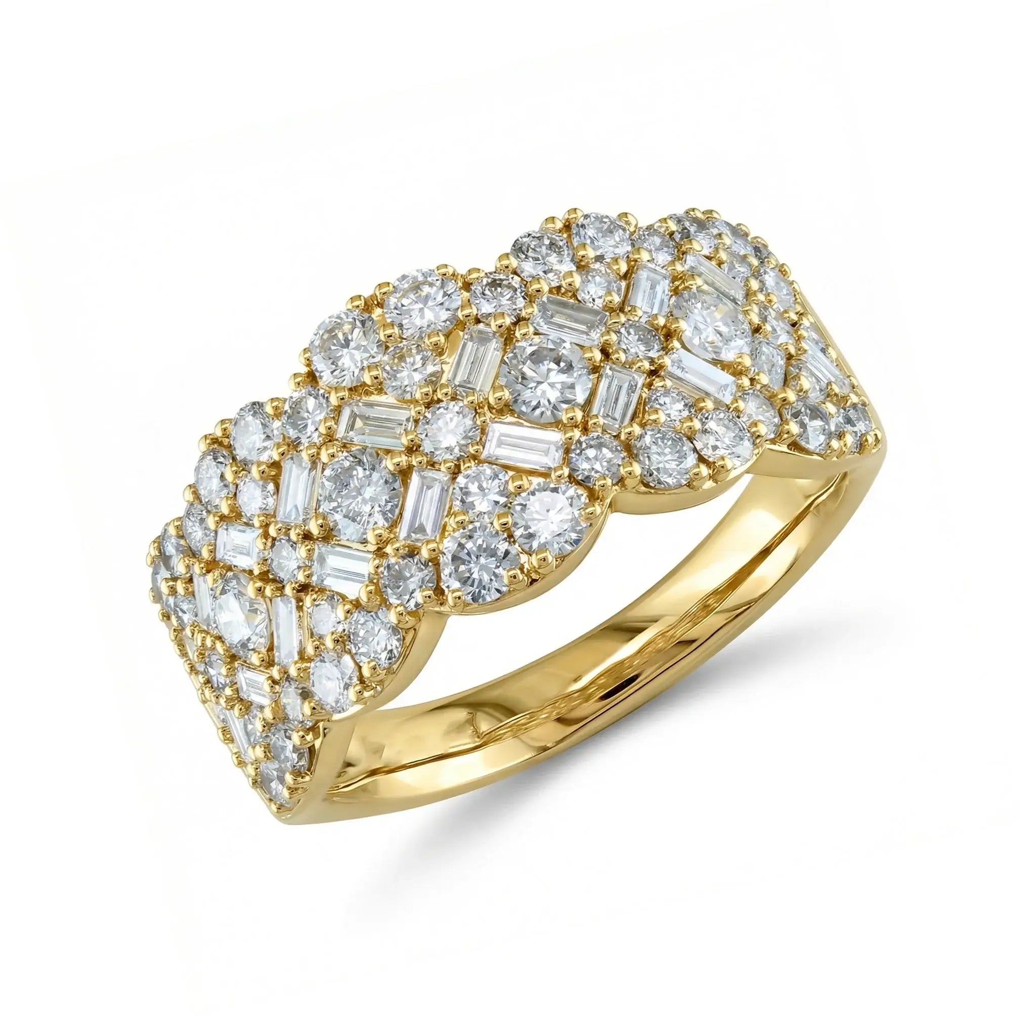 14K Yellow Gold Baguette Diamond Band - Side Profile Showing Width