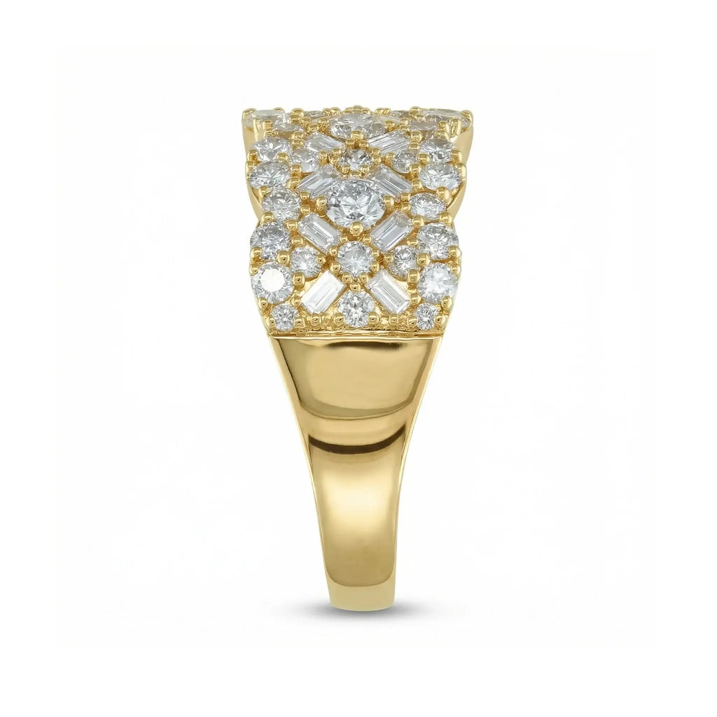 14K Yellow Gold Baguette Diamond Band - Side Profile Showing Width