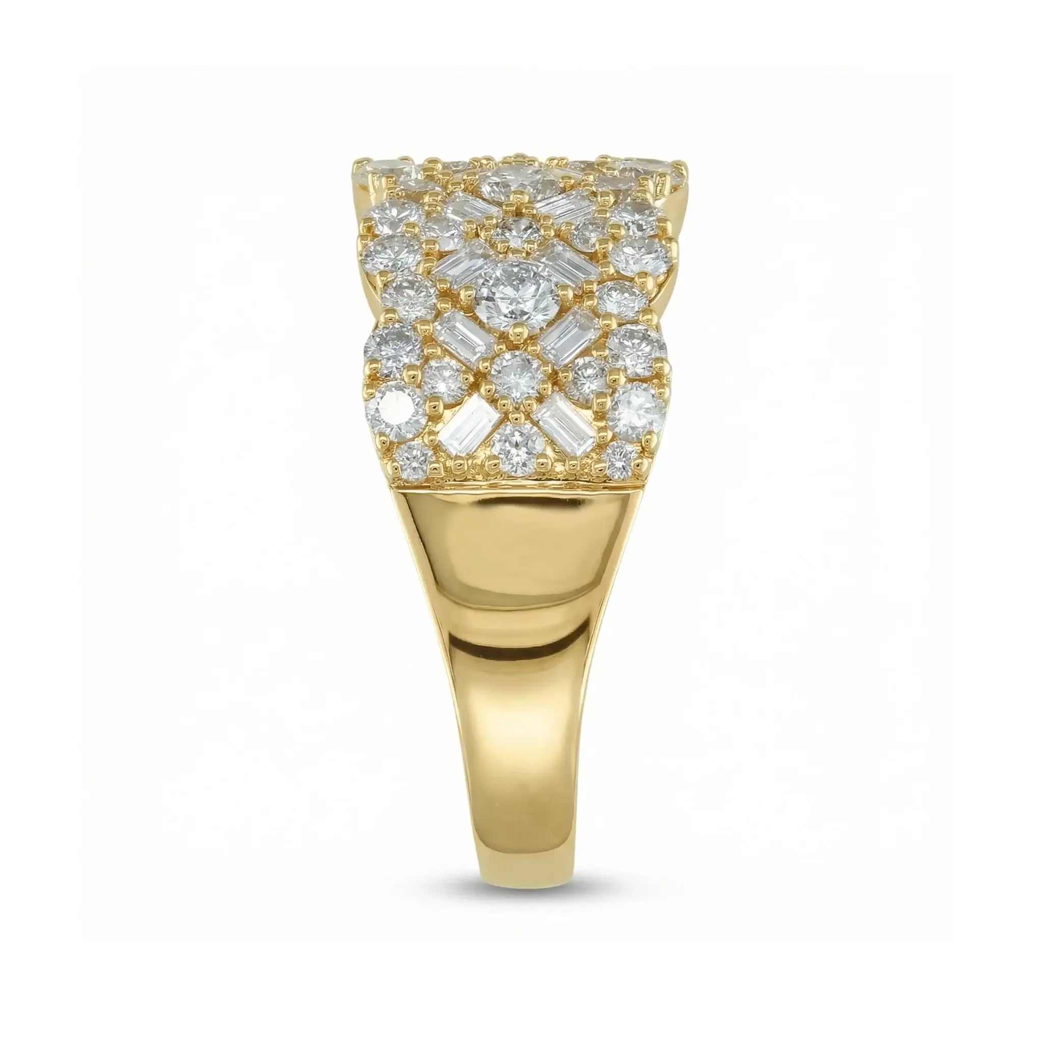 14K Yellow Gold Baguette Diamond Band - Side Profile Showing Width