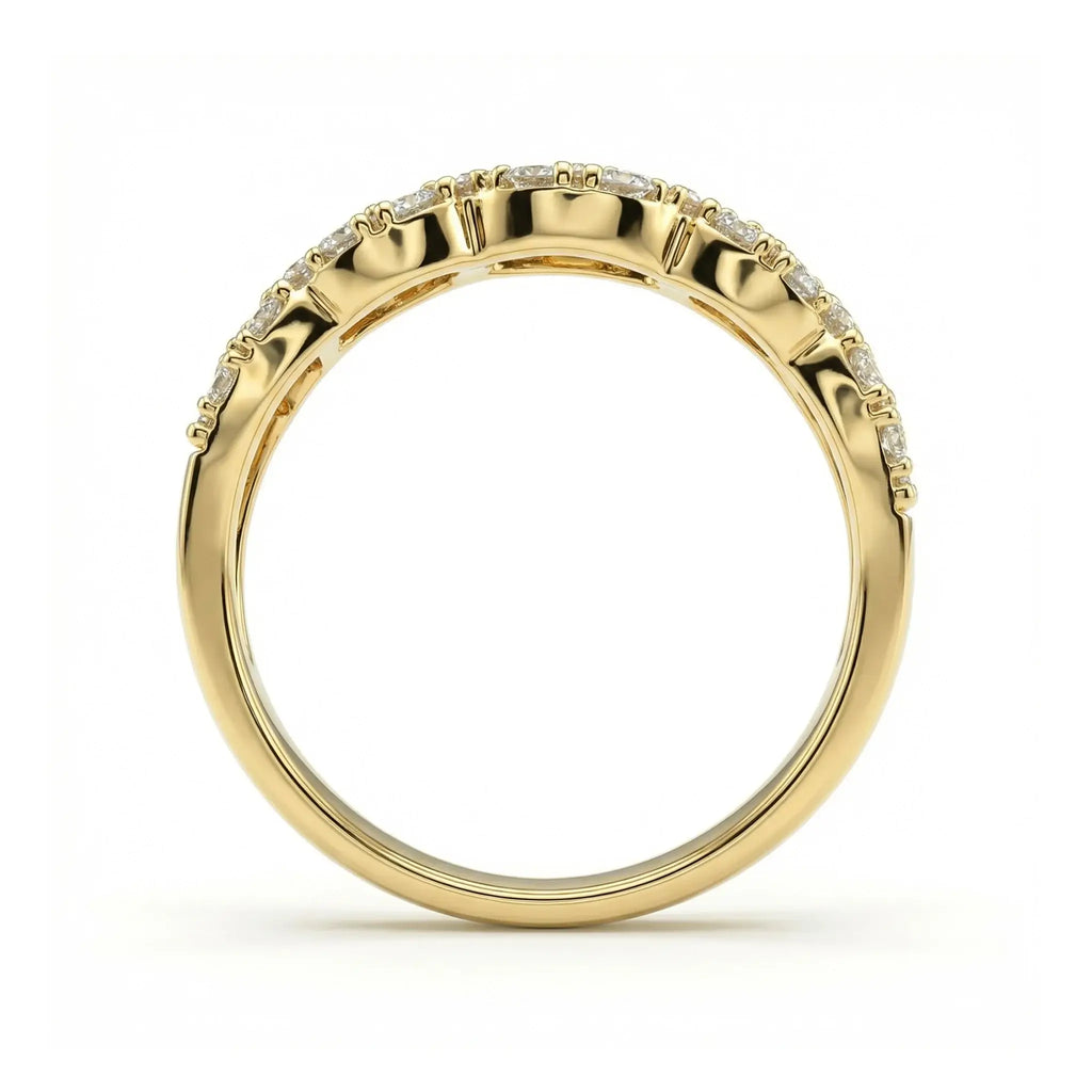 14K Yellow Gold Baguette Diamond Band - Side Profile Showing Band Width