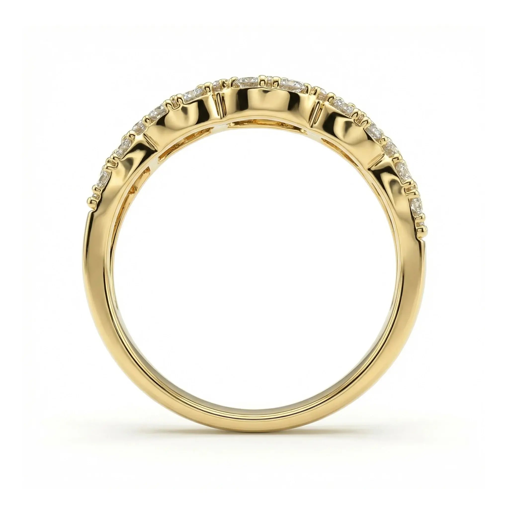 14K Yellow Gold Baguette Diamond Band - Side Profile Showing Band Width