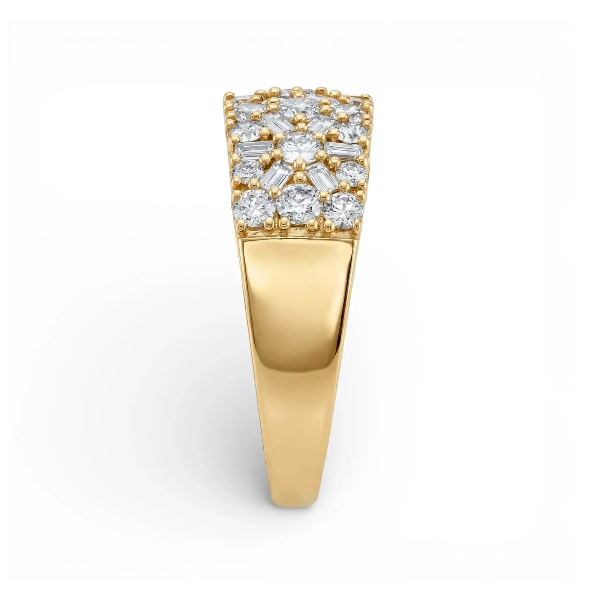 14K Yellow Gold Diamond Anniversary Band with Baguette & Round Diamonds - Band Width vVew
