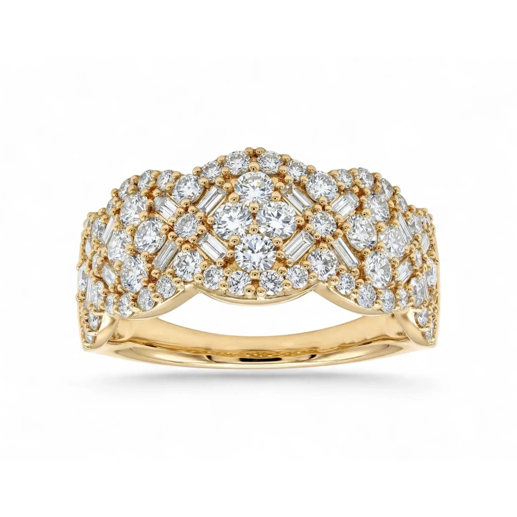 14K Yellow Gold Baguette Diamond Anniversary Ring - Front View