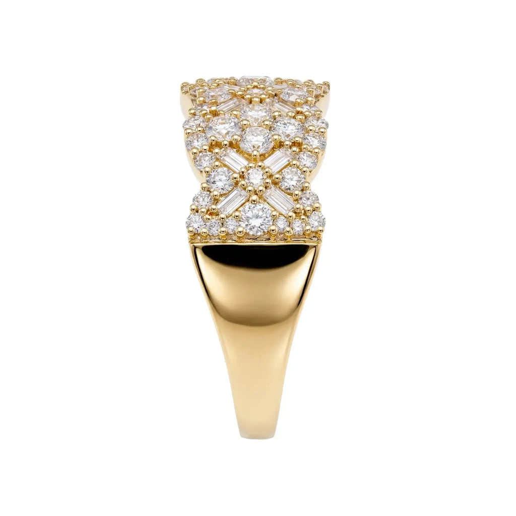 14K Yellow Gold Baguette Diamond Anniversary Ring - Band Width View