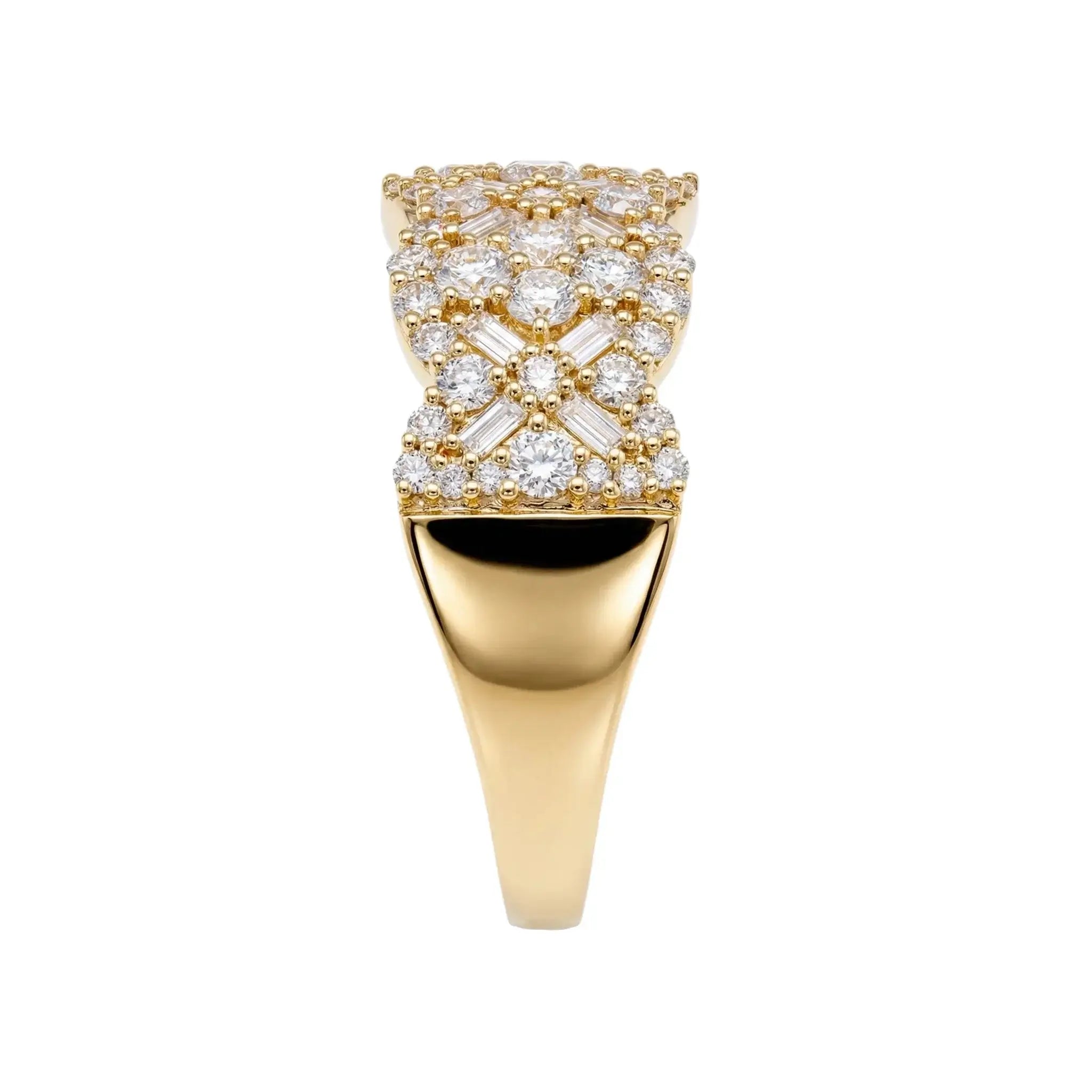 14K Yellow Gold Baguette Diamond Anniversary Ring - Band Width View