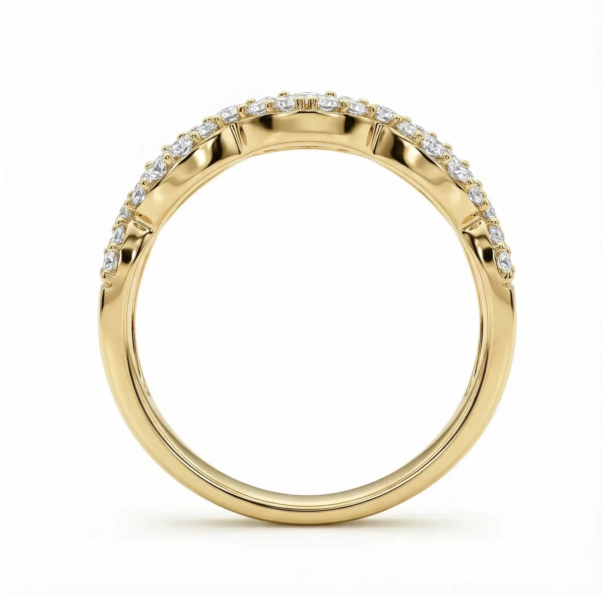 14K Yellow Gold Baguette Diamond Anniversary Ring - Side View