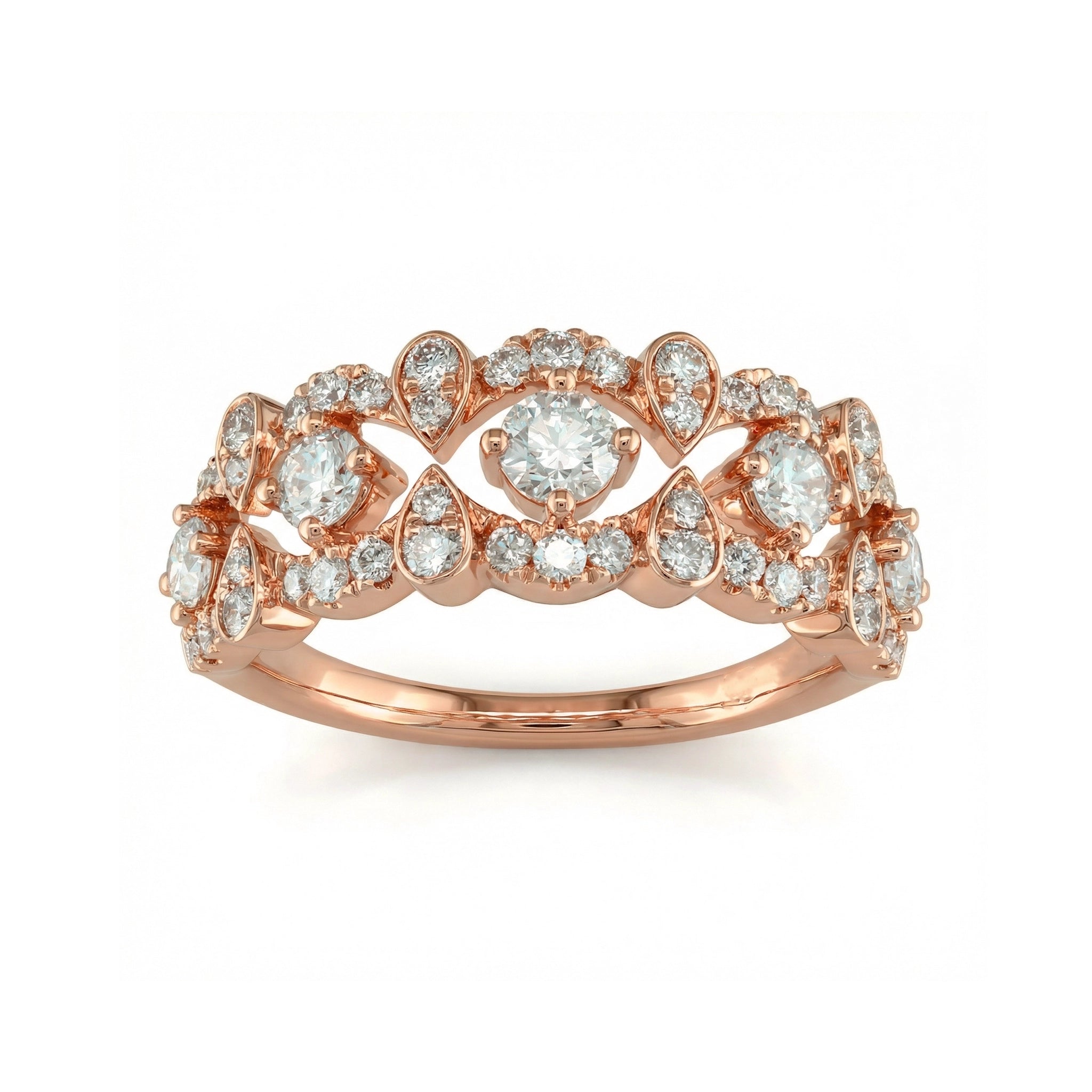BeBling 14K Yellow Gold Diamond Anniversary Band - Front View - Rose Gold