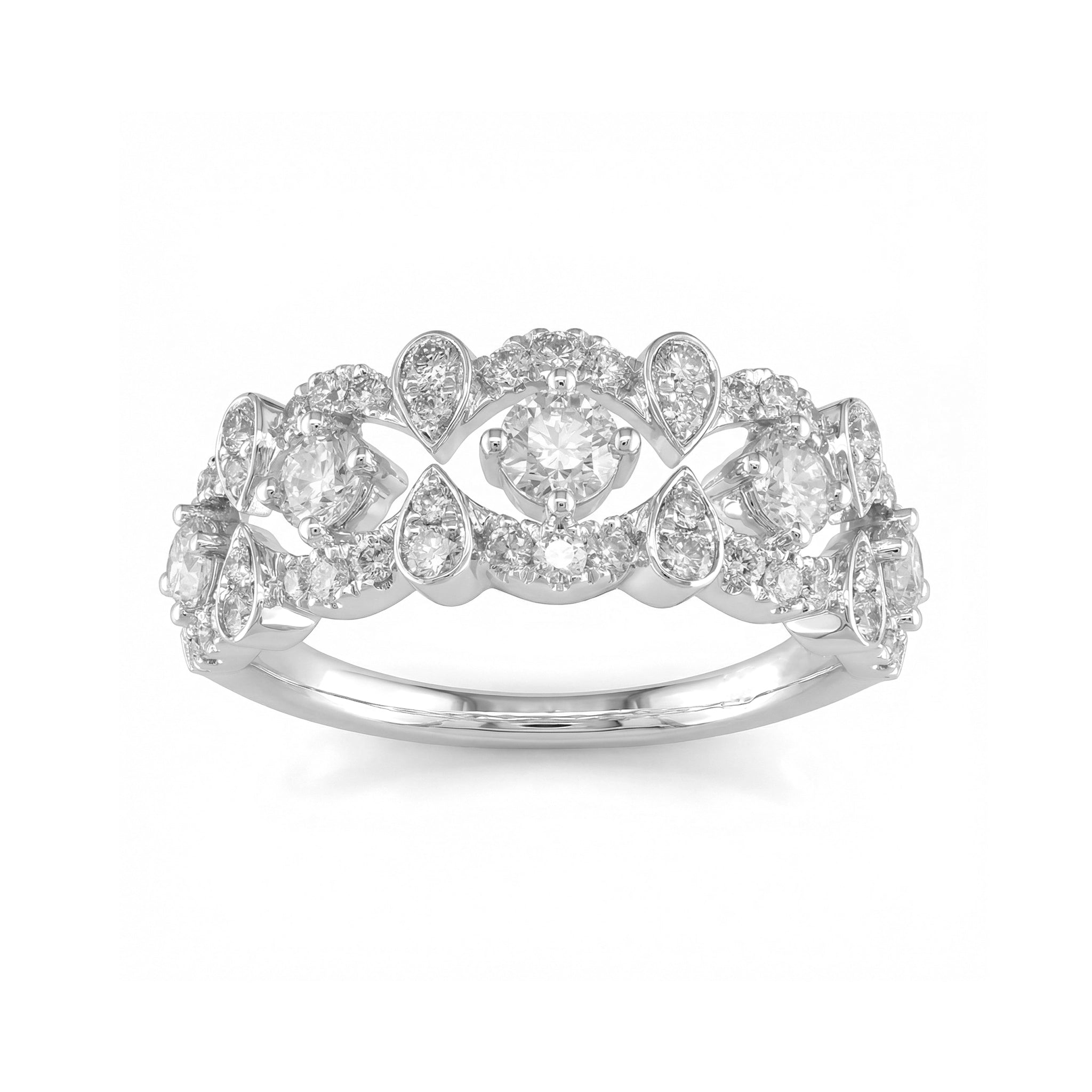 BeBling 14K Yellow Gold Diamond Anniversary Band - Front View - White Gold