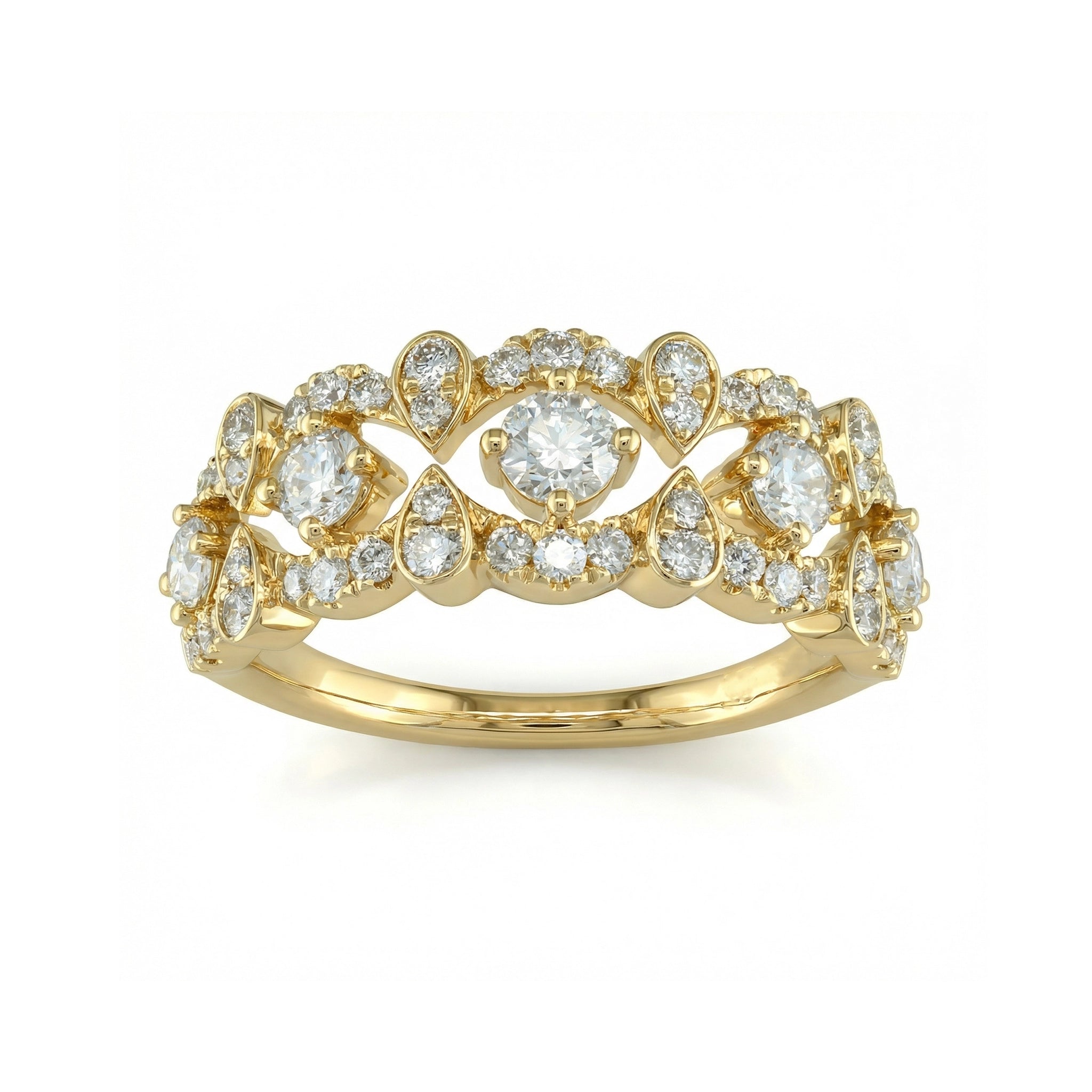 BeBling 14K Yellow Gold Diamond Anniversary Band - Front View