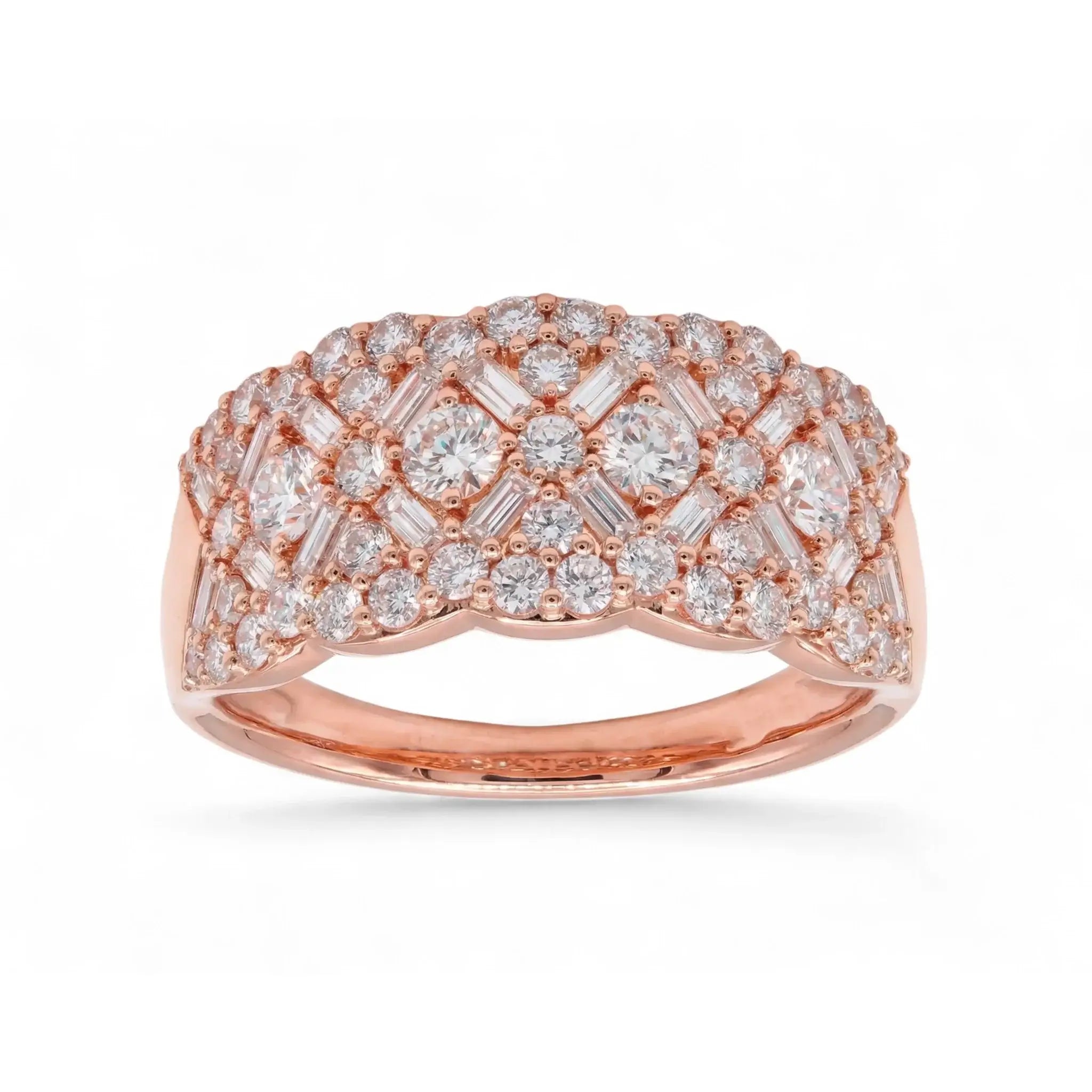 14K Yellow Gold Baguette Diamond Anniversary Band - Variant Rose Gold - Front View