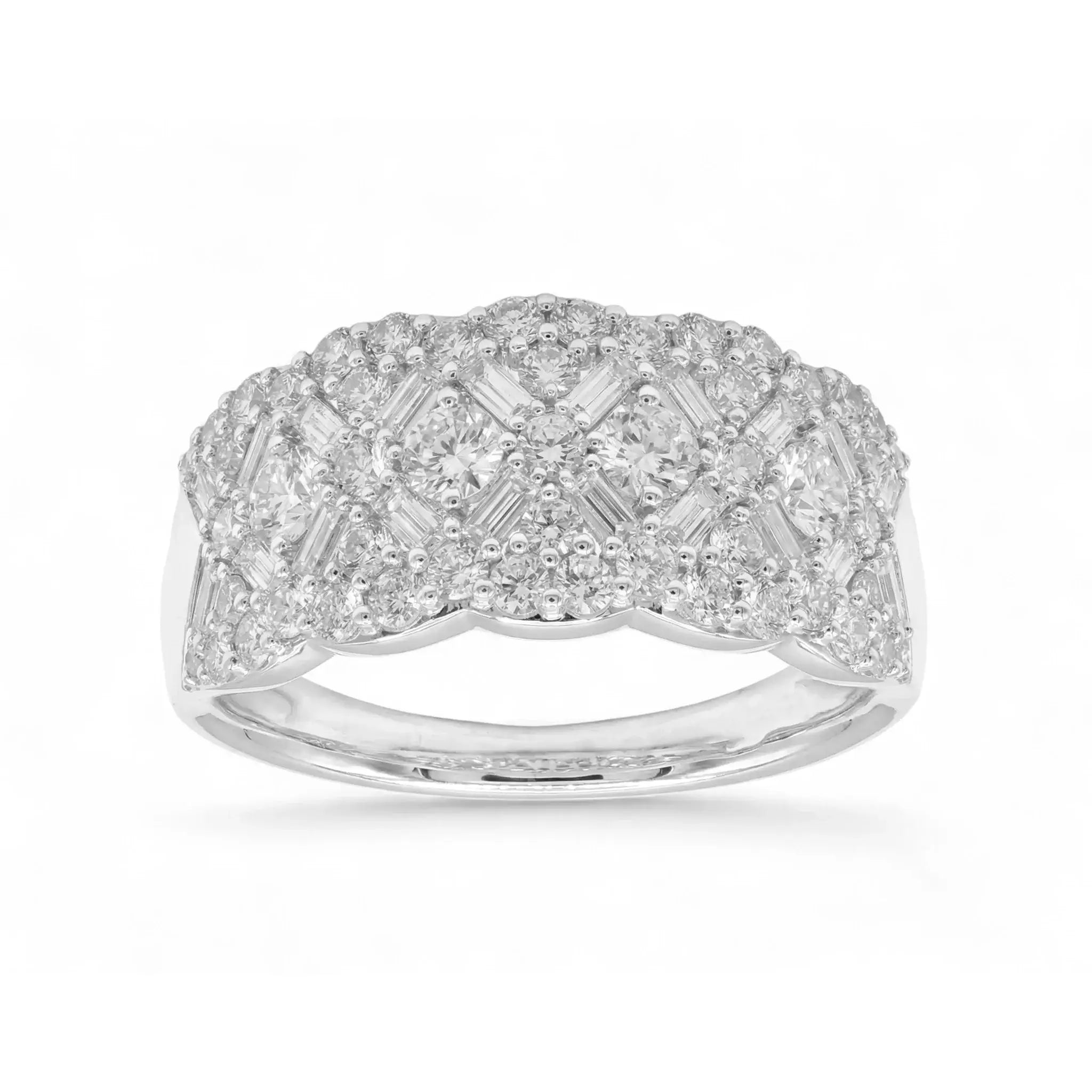 14K Yellow Gold Baguette Diamond Anniversary Band - Variant White Gold - Front View