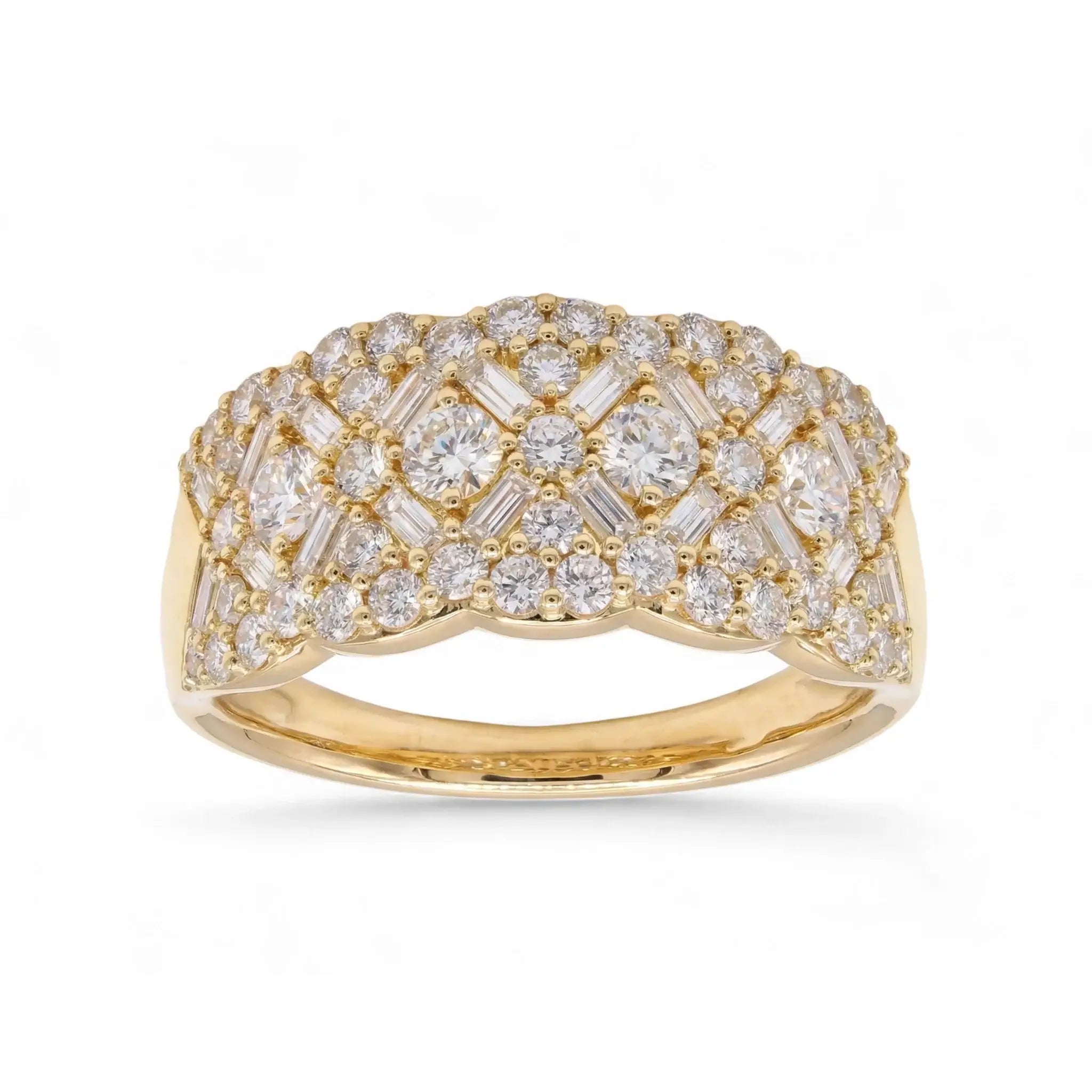 14K Yellow Gold Baguette Diamond Anniversary Band - Front View
