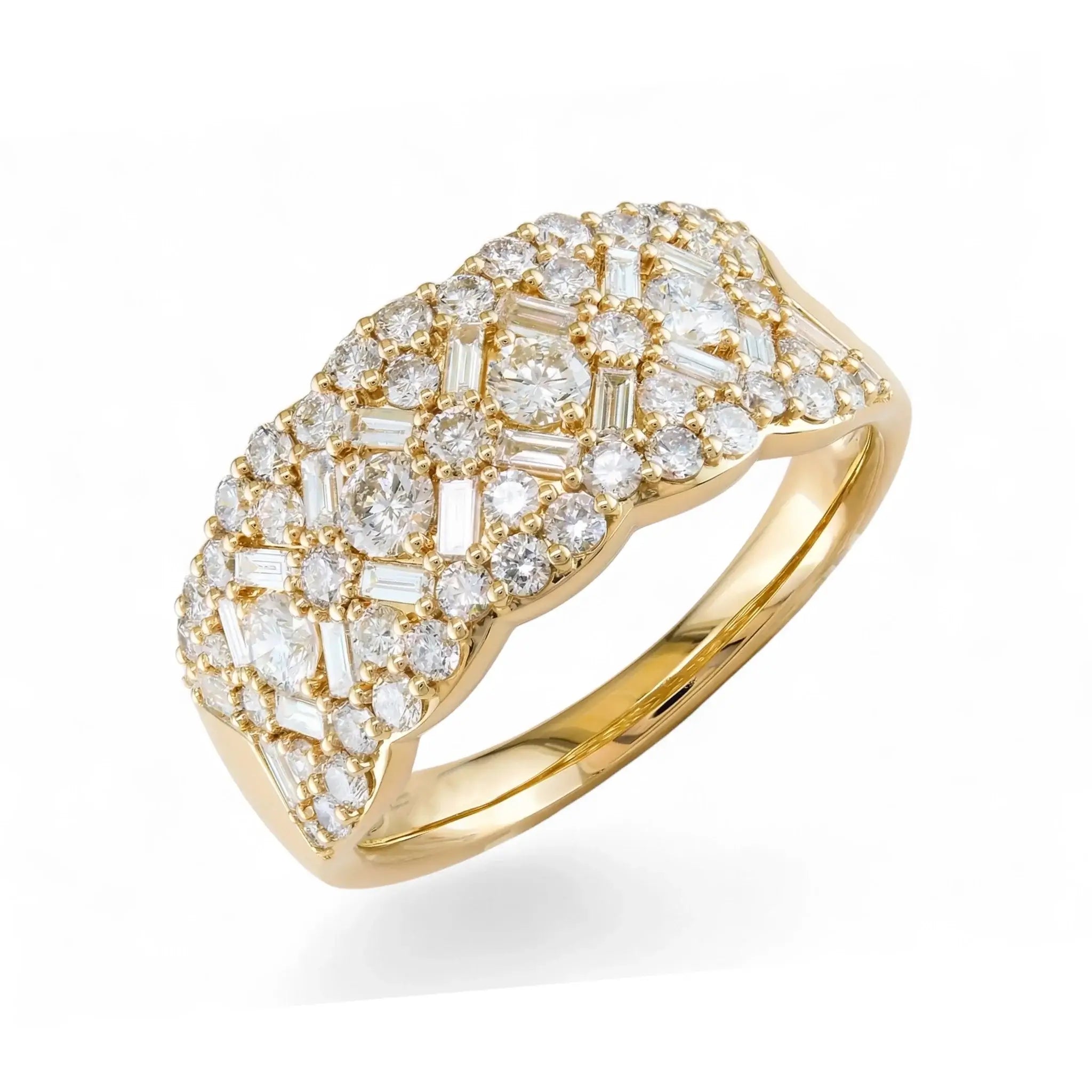 14K Yellow Gold Baguette Diamond Anniversary Band - Side View