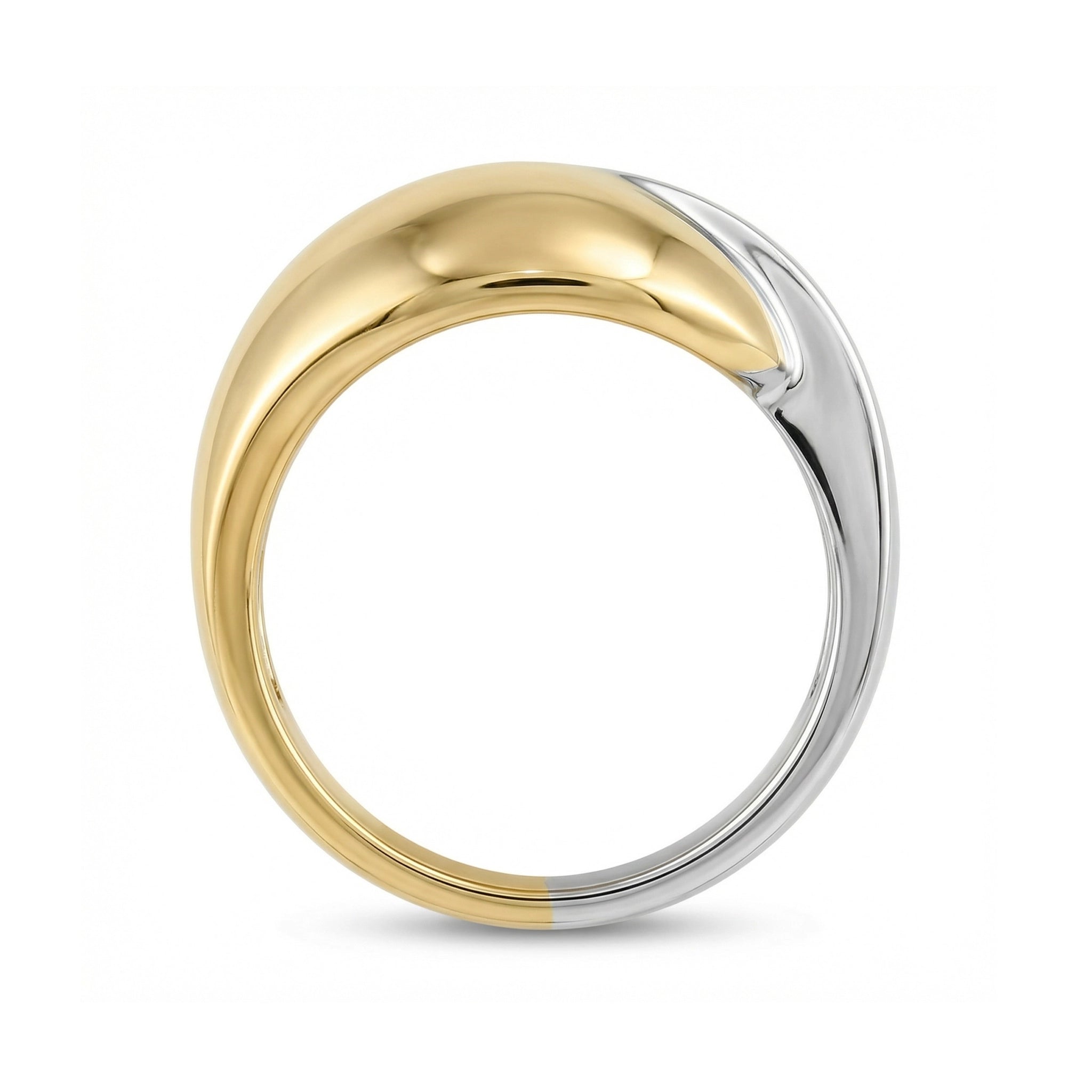 BeBling 14K Two-Tone Gold Diamond Bypass Ring wide band 11mm side view