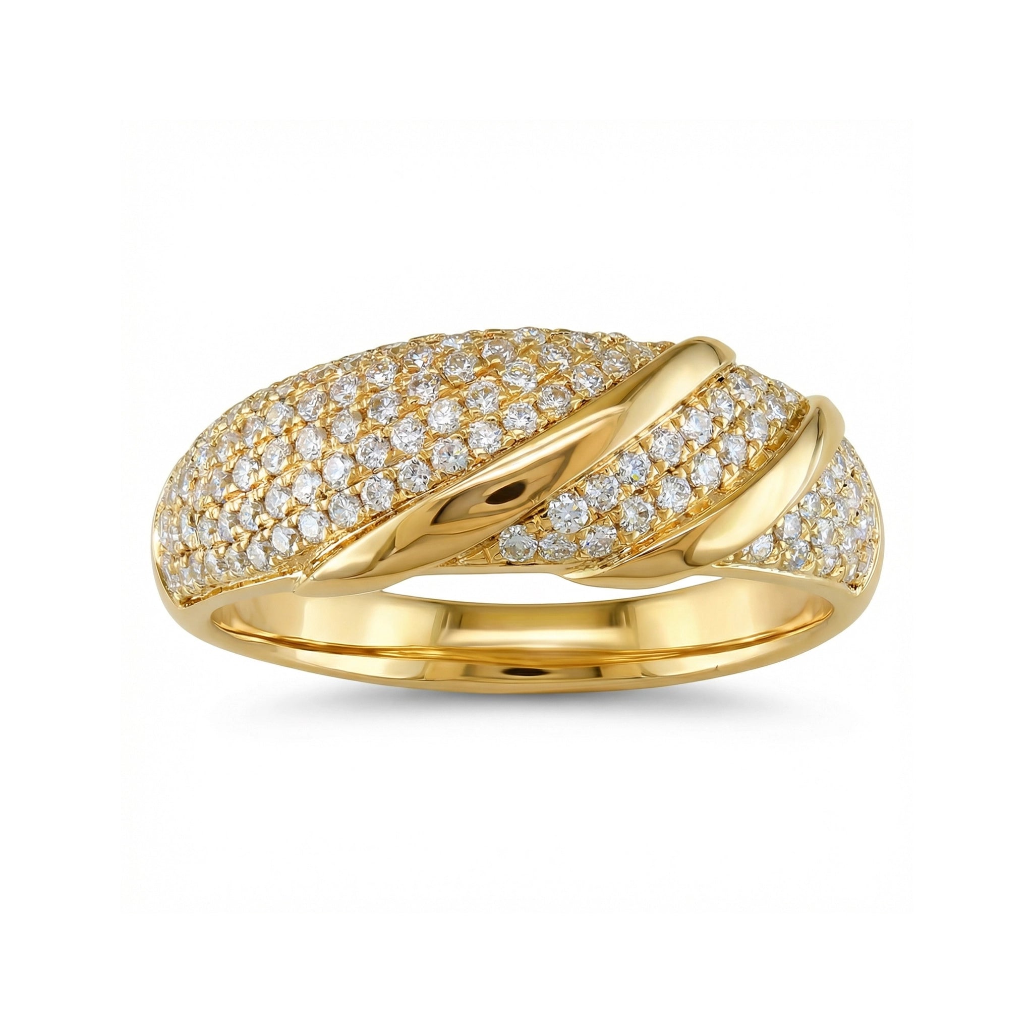 BeBling 14K Yellow Gold Diamond Pave Wrap Band 9mm front view