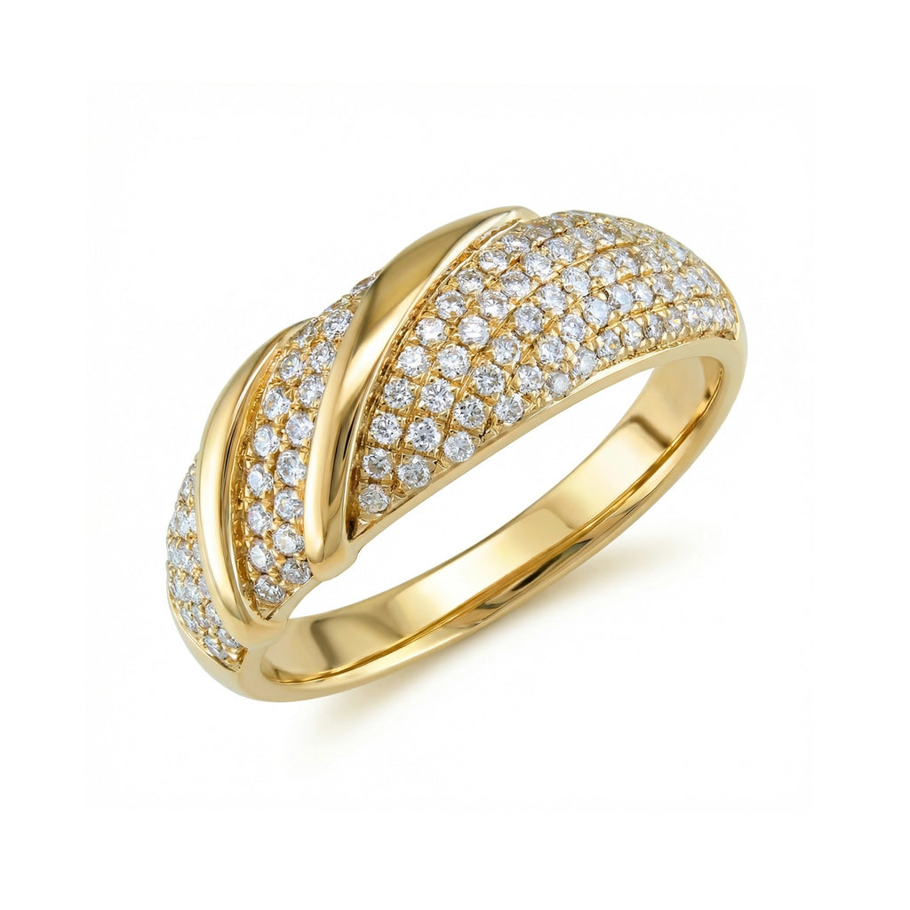 BeBling 14K Yellow Gold Diamond Pave Wrap Band 9mm top view