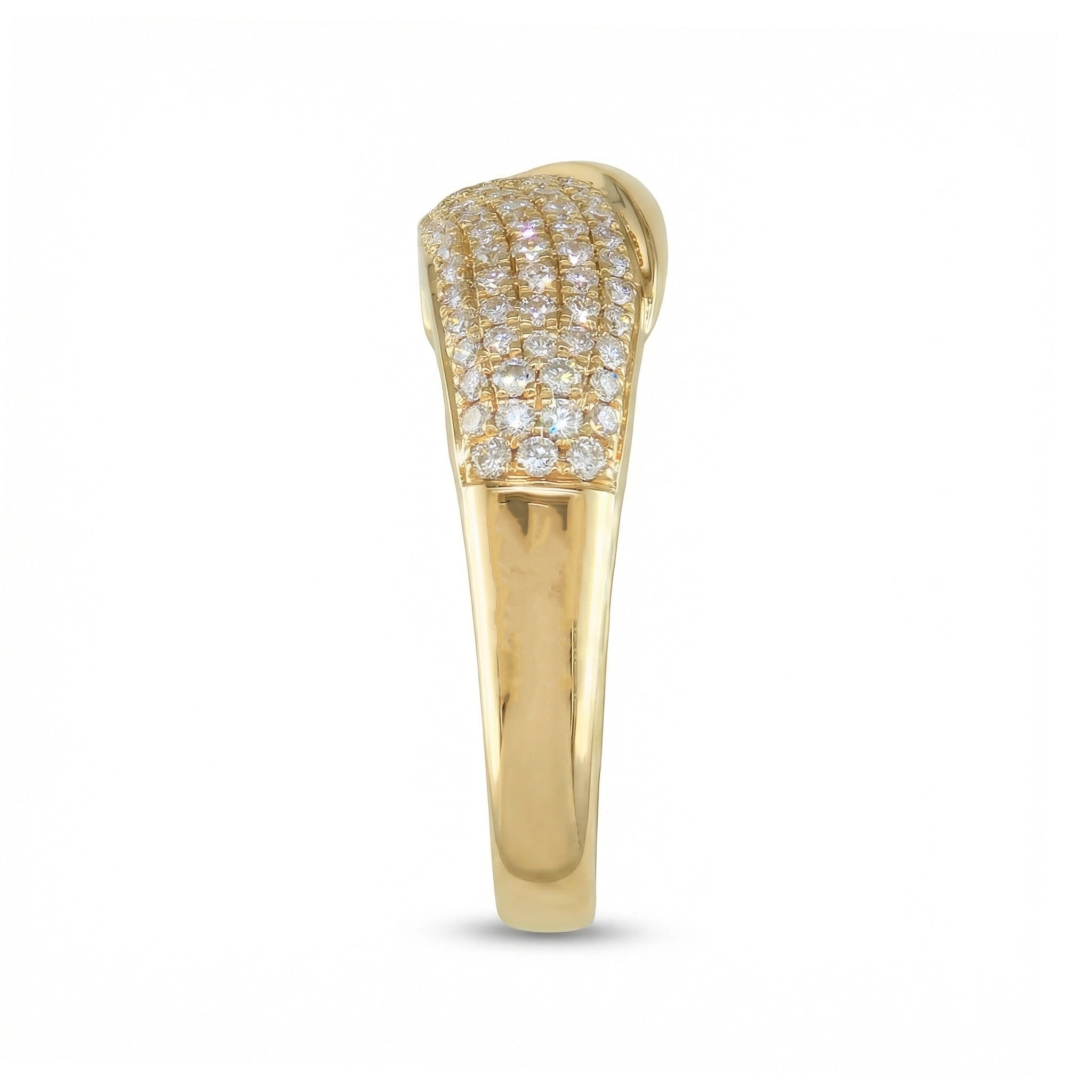 BeBling 14K Yellow Gold Diamond Pave Wrap Band 9mm side view