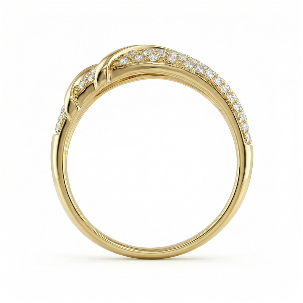 BeBling 14K Yellow Gold Diamond Pave Wrap Band 9mm side view