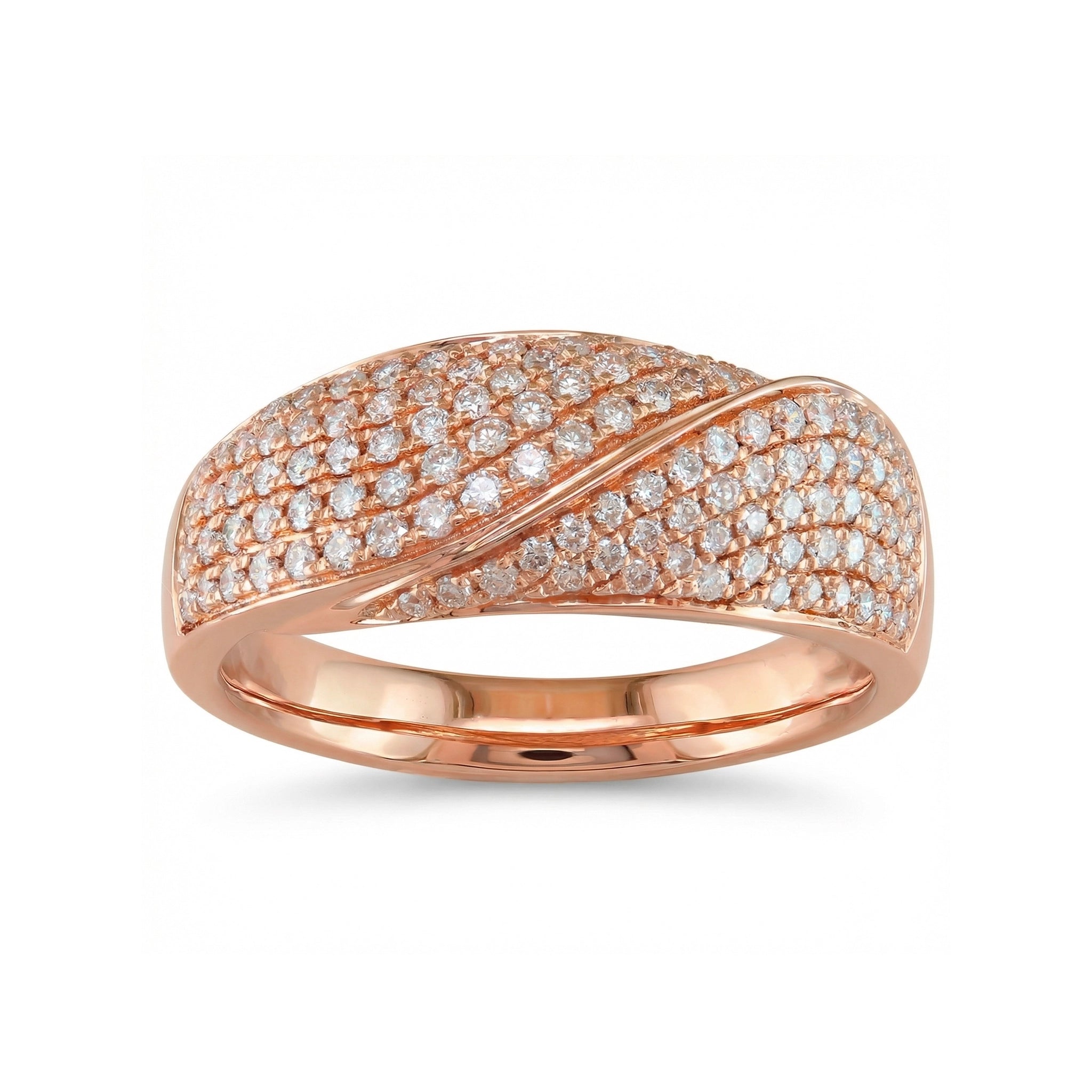 BeBling 14K Yellow Gold Diamond Pave Wrap Band 10mm front view - rose gold