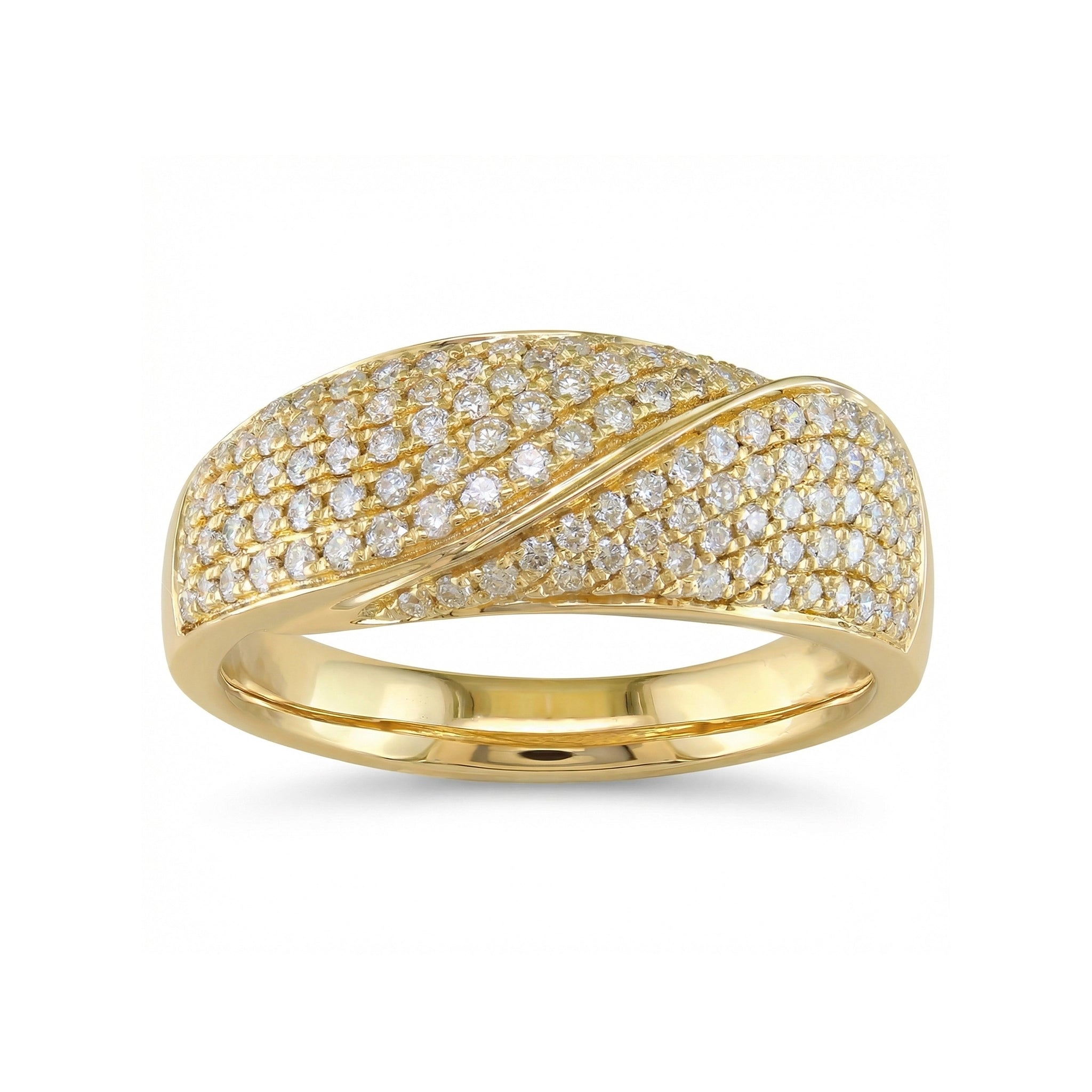 BeBling 14K Yellow Gold Diamond Pave Wrap Band 10mm front view