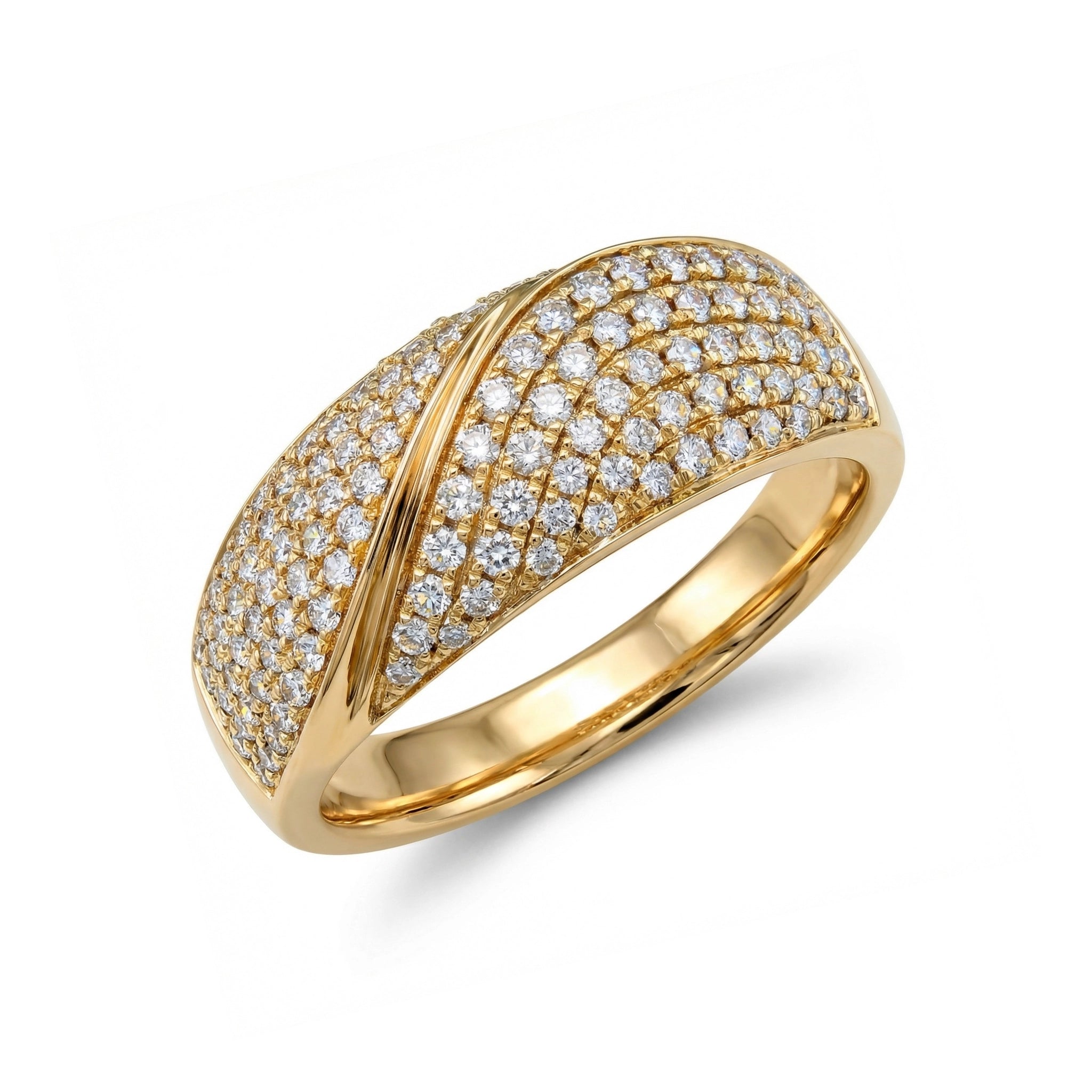 BeBling 14K Yellow Gold Diamond Pave Wrap Band 10mm top view