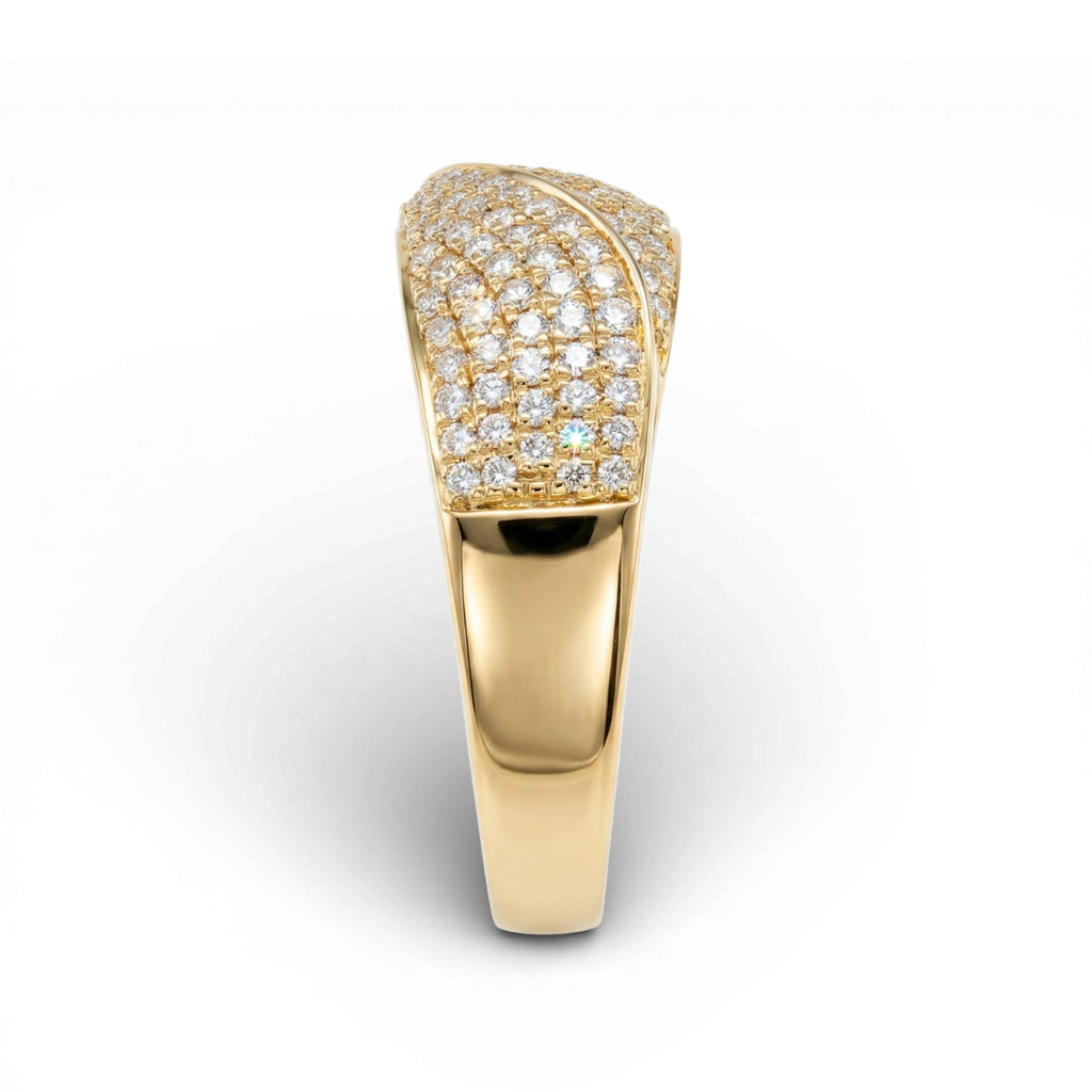 BeBling 14K Yellow Gold Diamond Pave Wrap Band 10mm side view