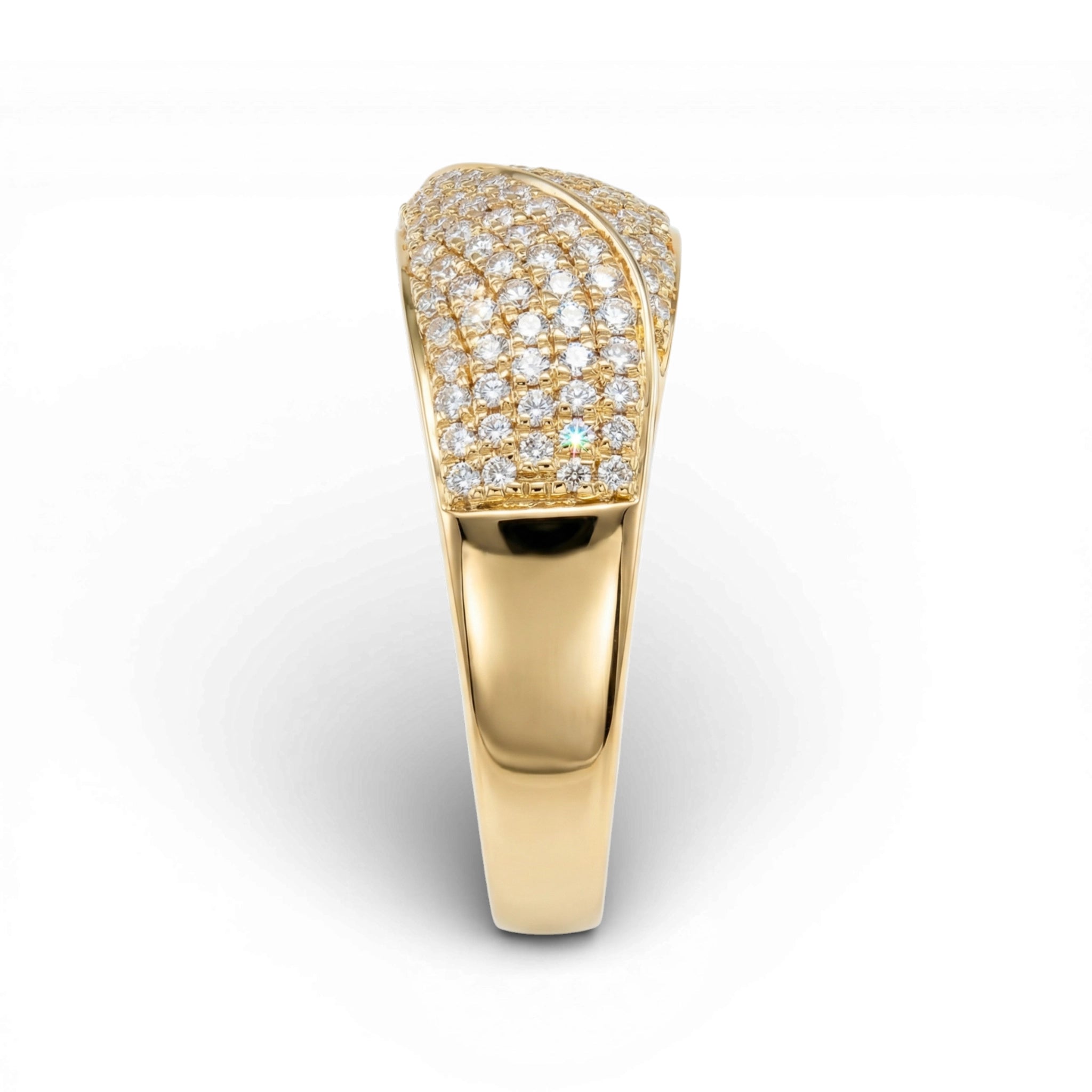 BeBling 14K Yellow Gold Diamond Pave Wrap Band 10mm side view