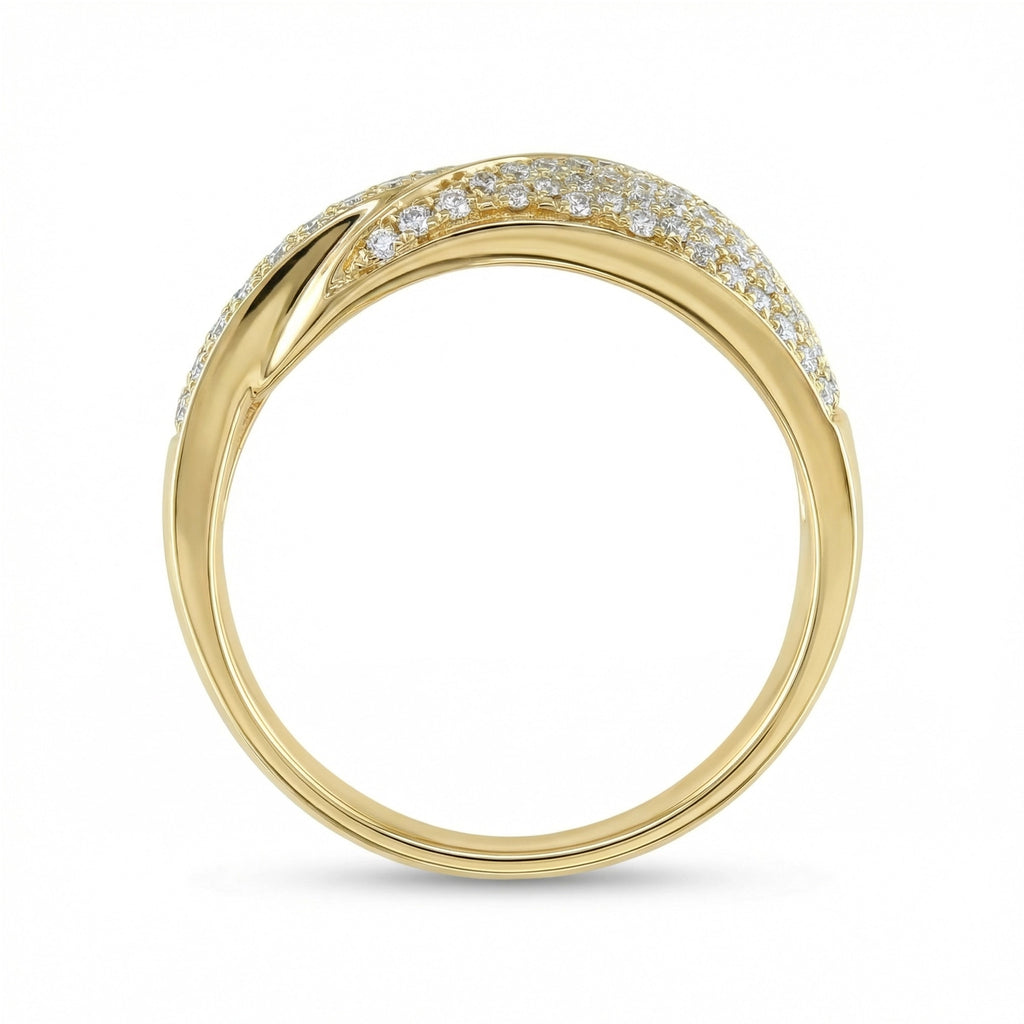BeBling 14K Yellow Gold Diamond Pave Wrap Band 10mm side view