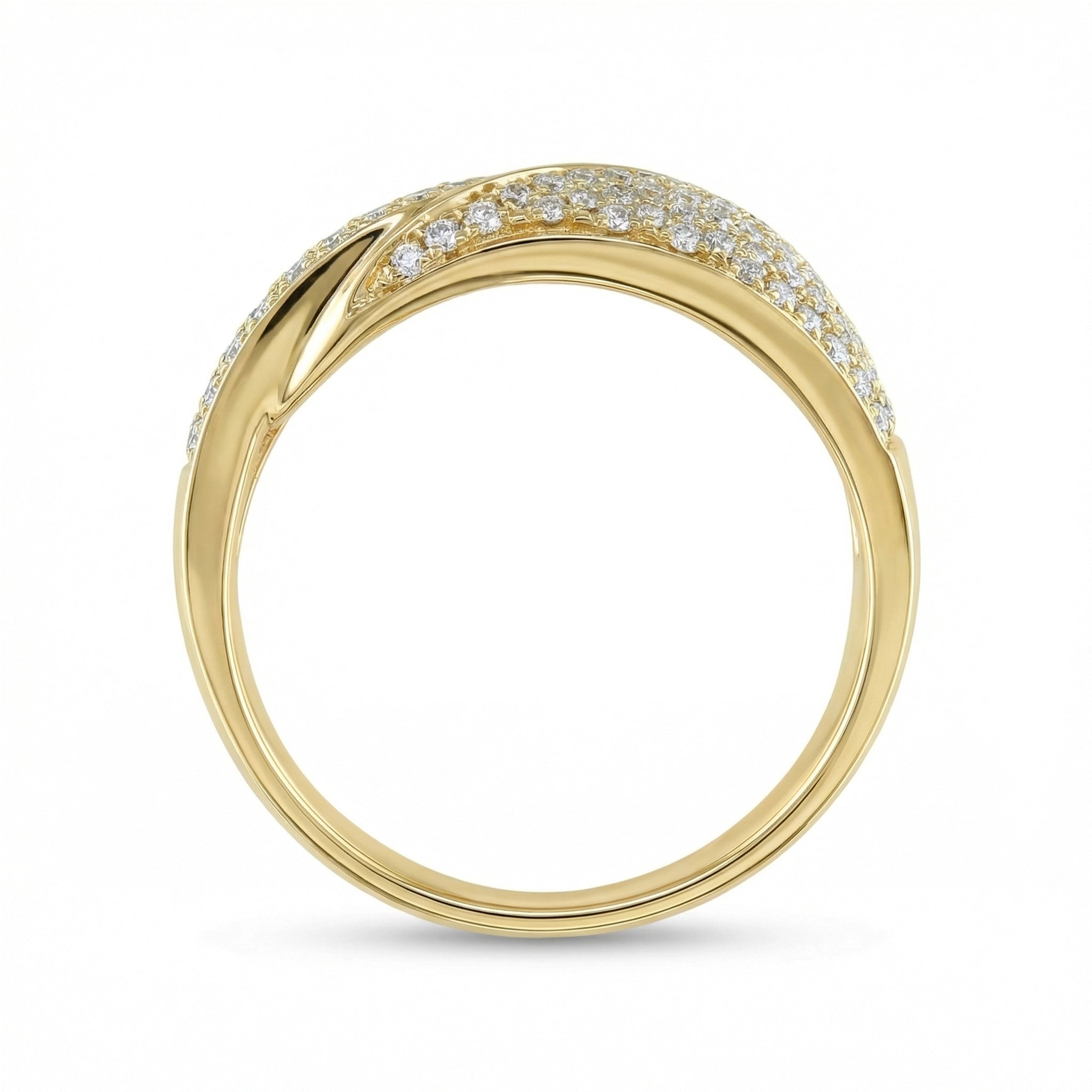 BeBling 14K Yellow Gold Diamond Pave Wrap Band 10mm side view