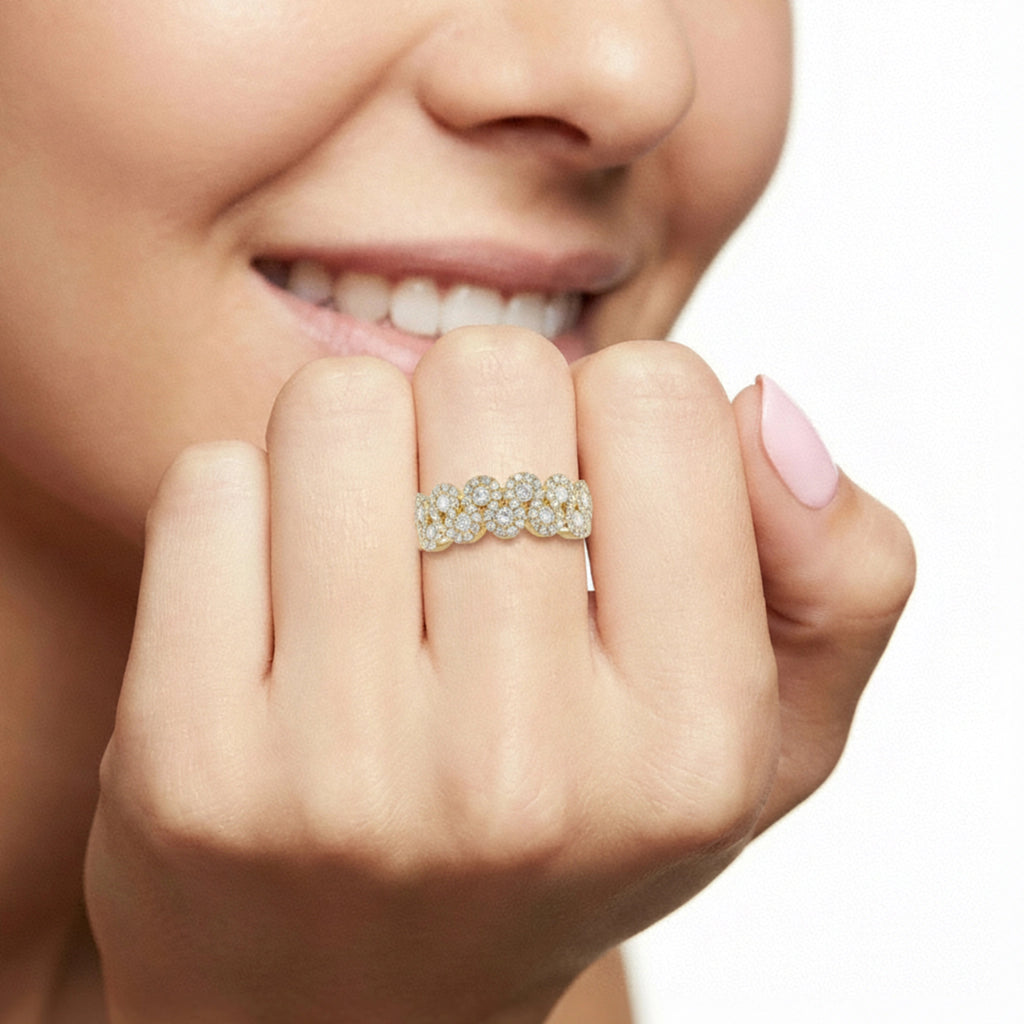 BeBling 14K Yellow Gold Interlocking Diamond Band - on hand