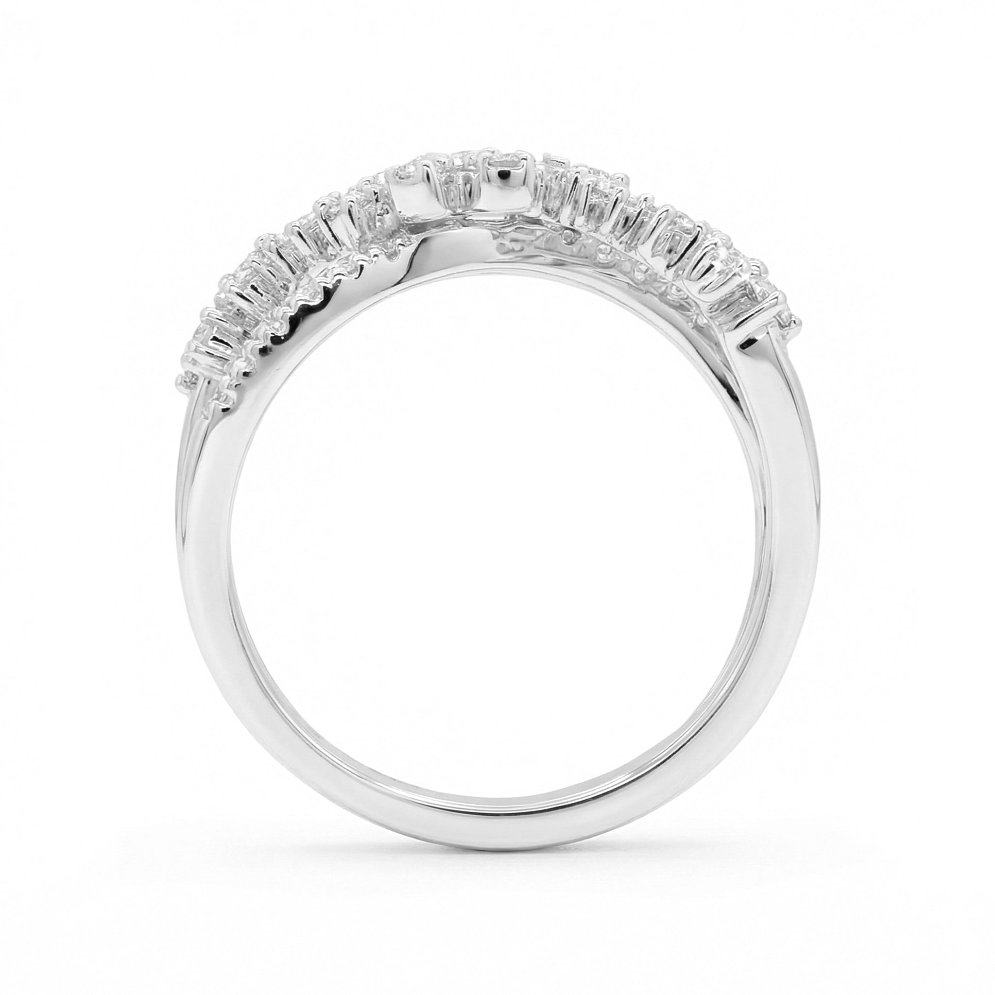 BeBling 14K White Gold Diamond Criss Cross Ring 11mm side view