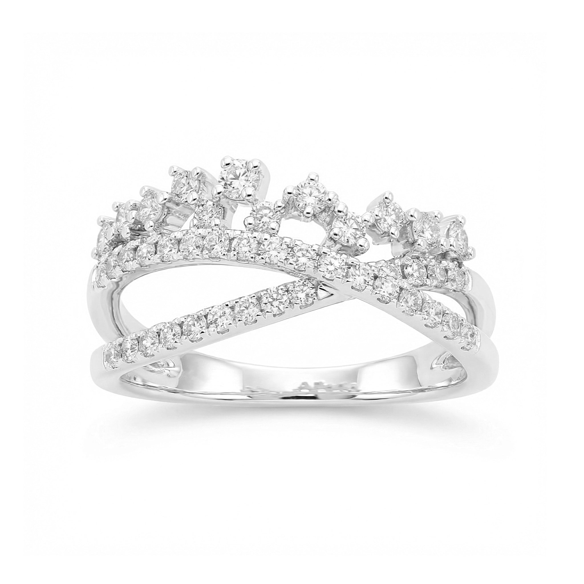 BeBling 14K White Gold Crossover Diamond Ring detail shot