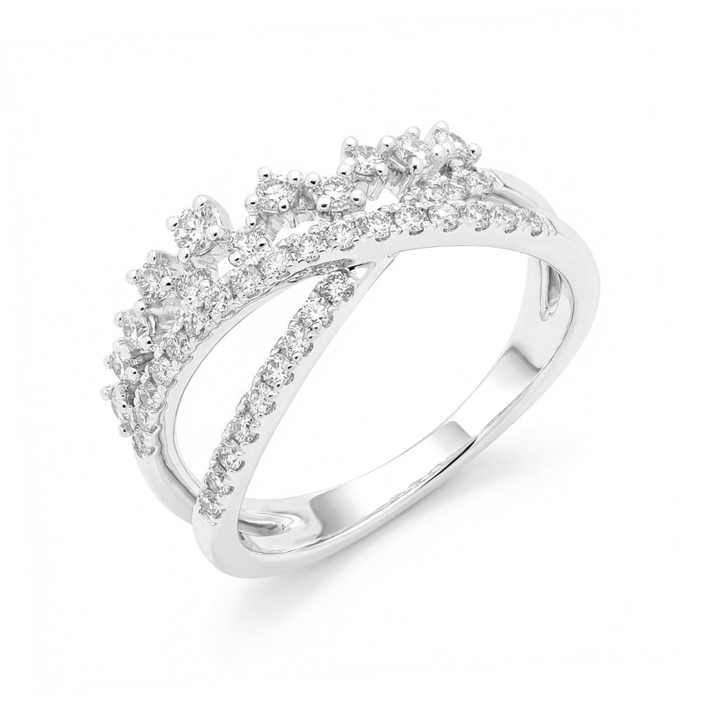 BeBling 14K White Gold Crossover Diamond Ring detail shot