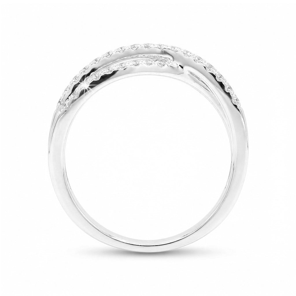 BeBling 14K White Gold Crossover Diamond Ring detail shot