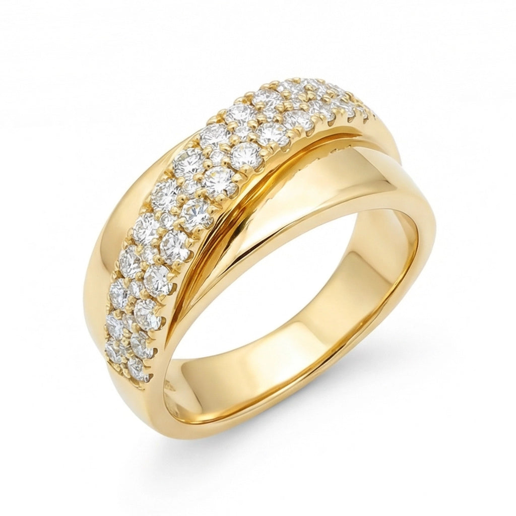 BeBling 14K Yellow Gold Diamond Bypass Ring 10mm top view
