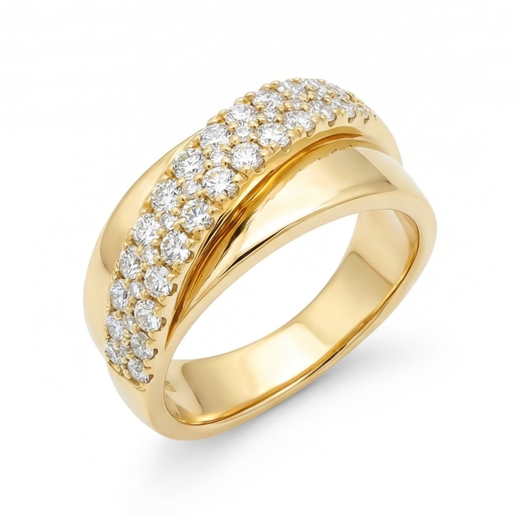 BeBling 14K Yellow Gold Diamond Bypass Ring 10mm top view