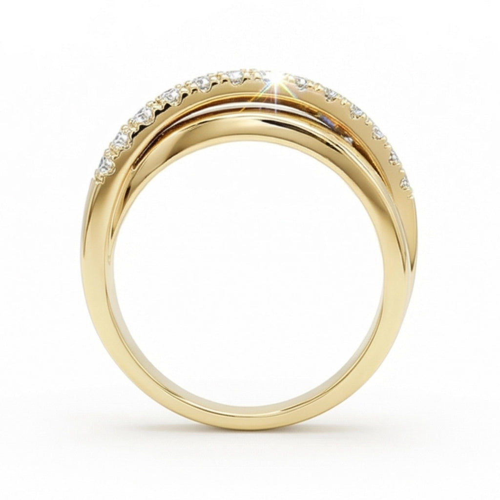 BeBling 14K Yellow Gold Diamond Bypass Ring 10mm side view