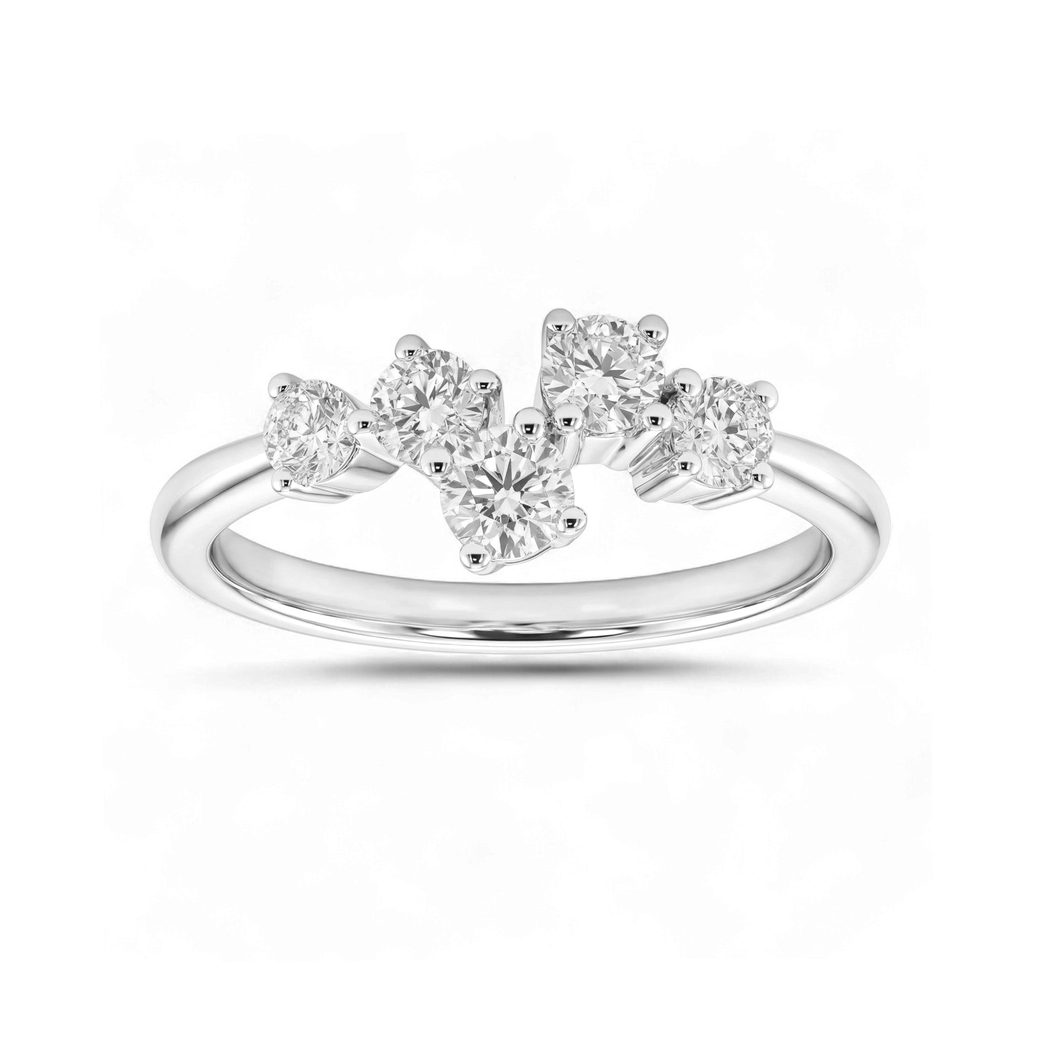 BeBling 14K Yellow Gold Diamond Cluster Ring - Front View - White Gold