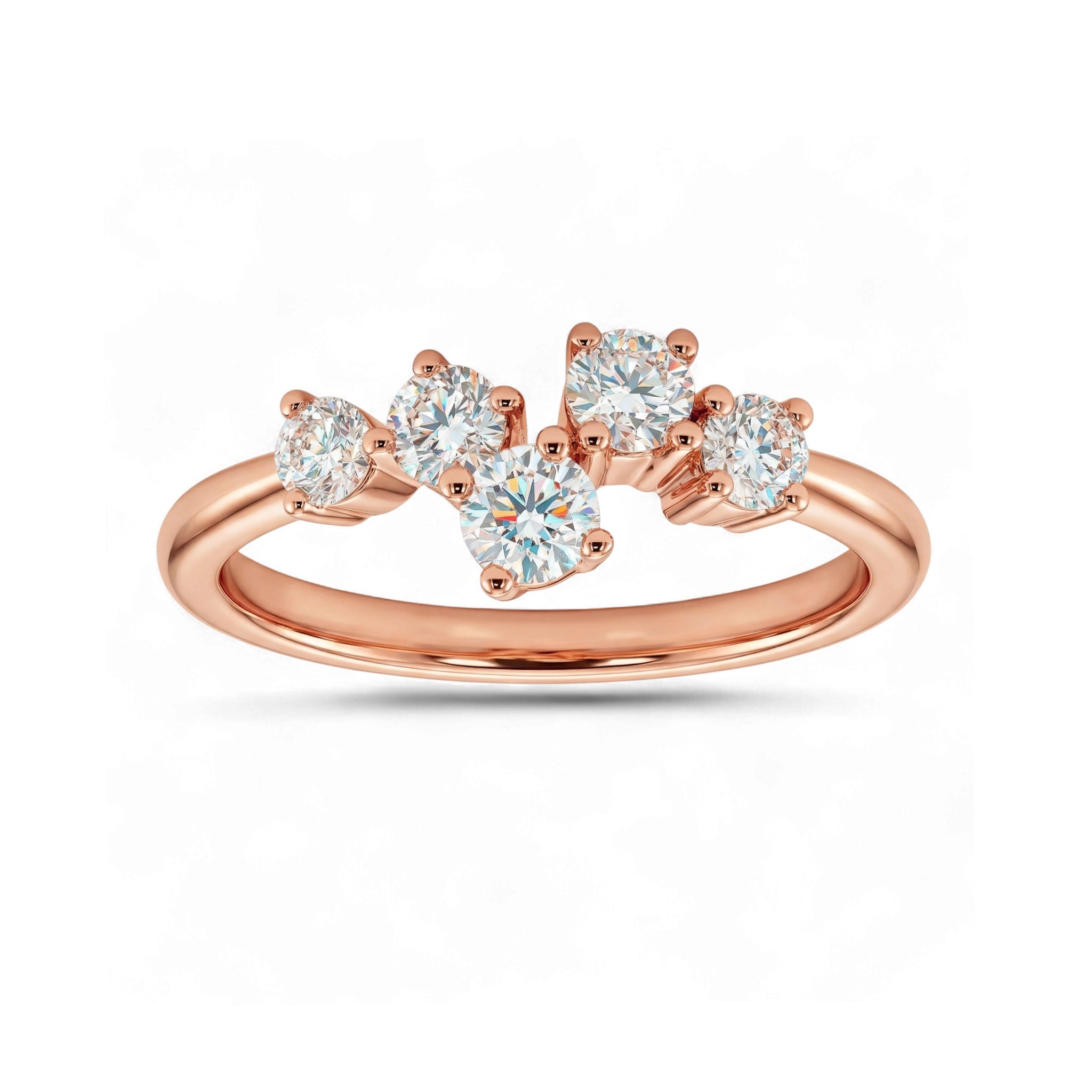 BeBling 14K Yellow Gold Diamond Cluster Ring - Front View - Rose Gold
