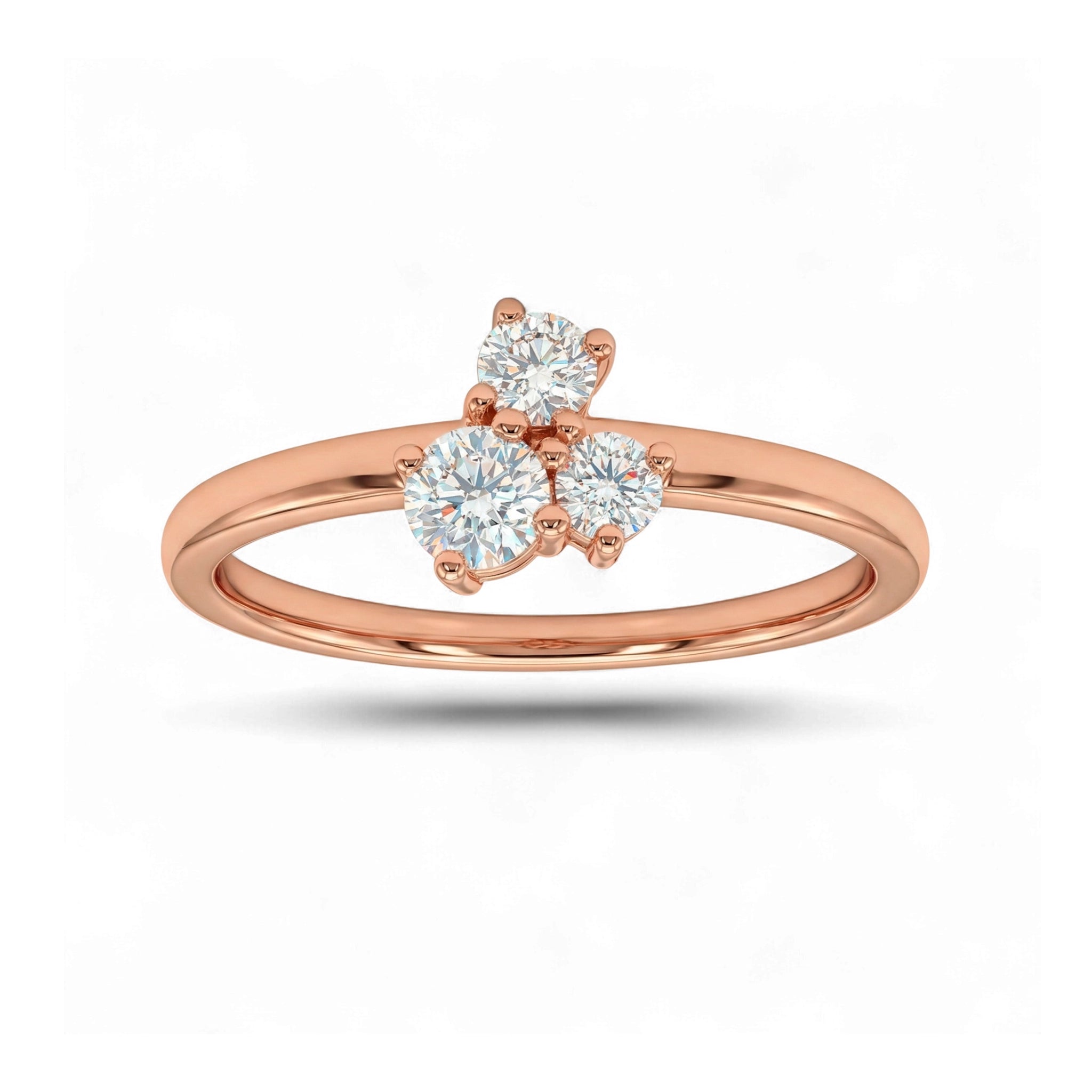 BeBling 14K Yellow Gold Diamond Trilogy Ring front view