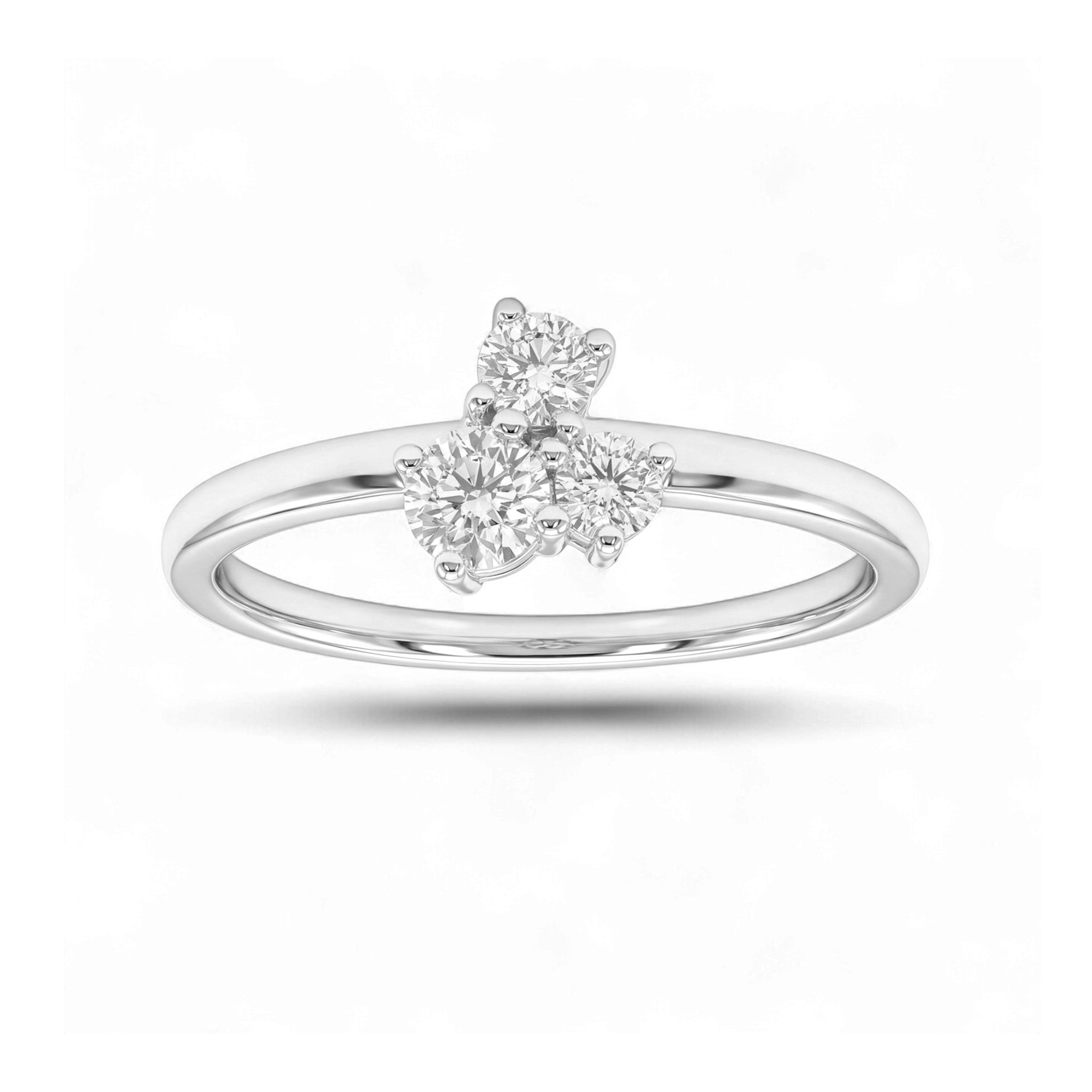 BeBling 14K Yellow Gold Diamond Trilogy Ring front view