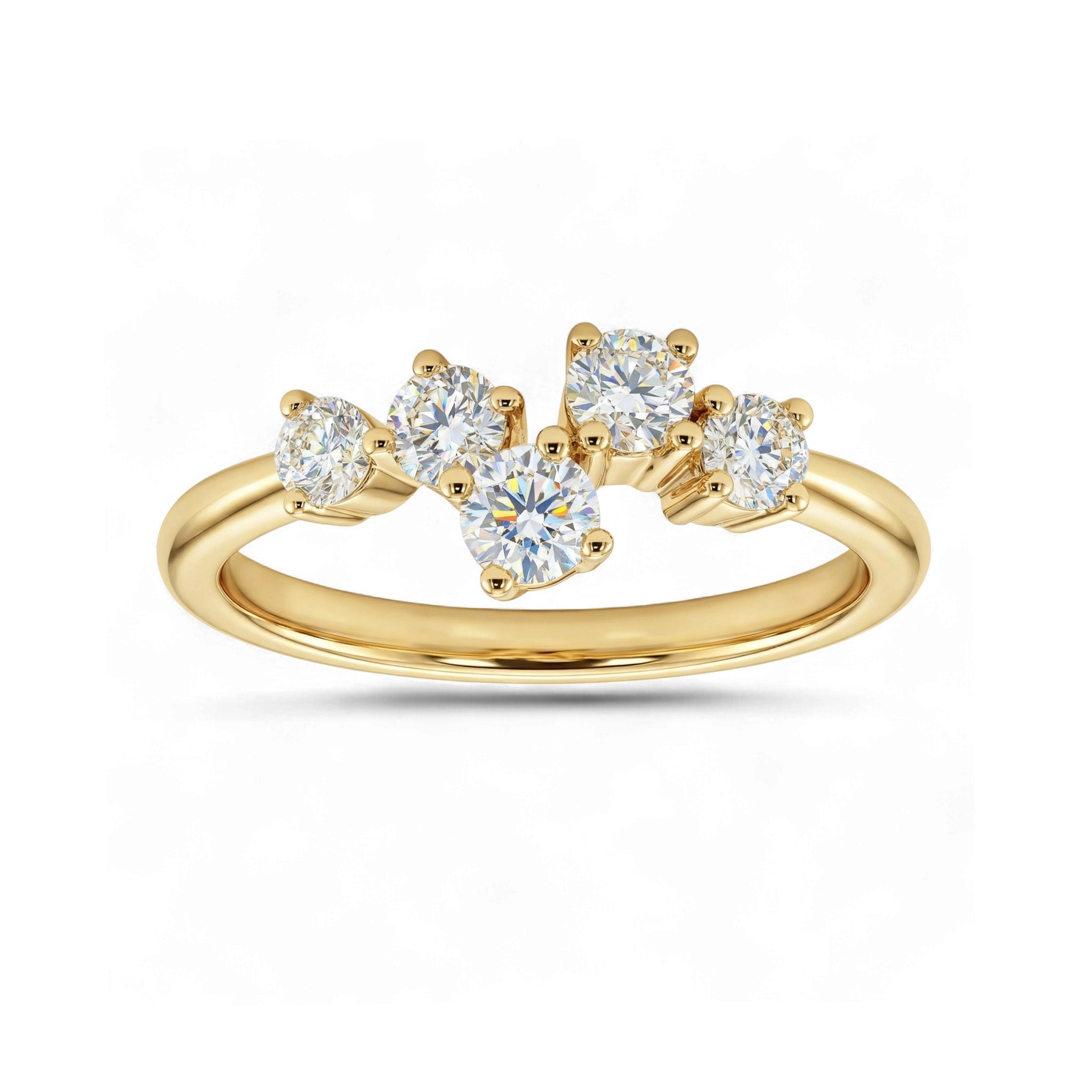 BeBling 14K Yellow Gold Diamond Cluster Ring - Front View