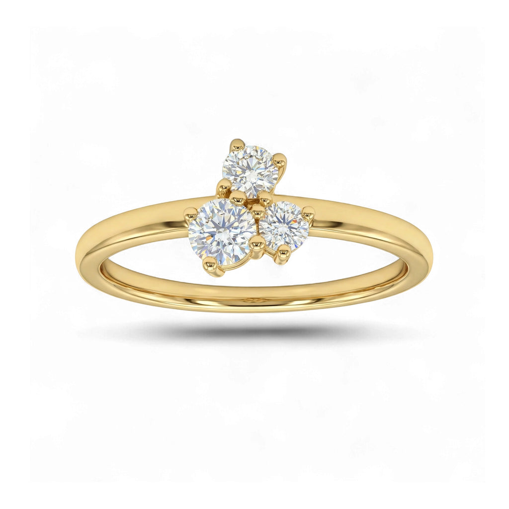 BeBling 14K Yellow Gold Diamond Trilogy Ring front view