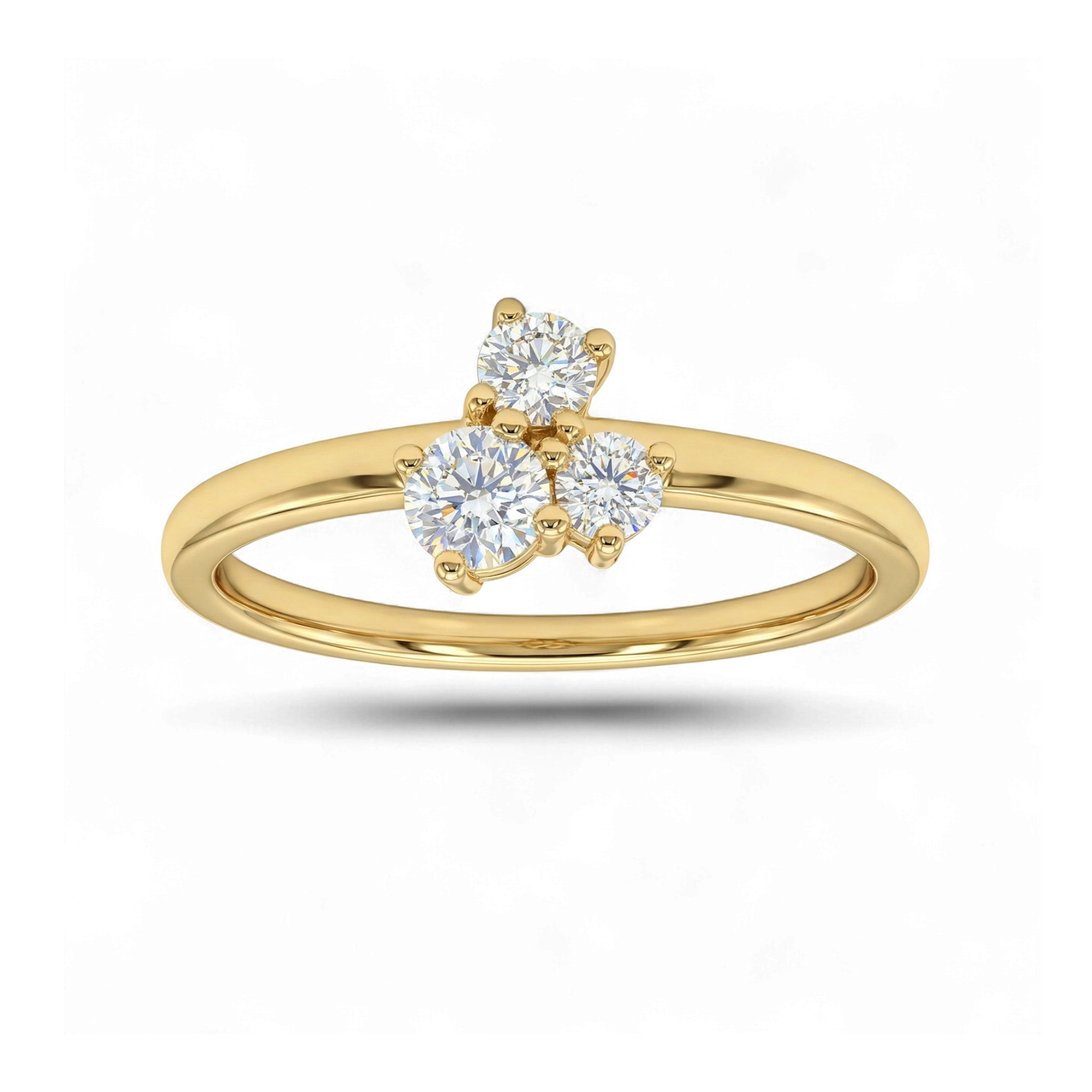 BeBling 14K Yellow Gold Diamond Trilogy Ring front view